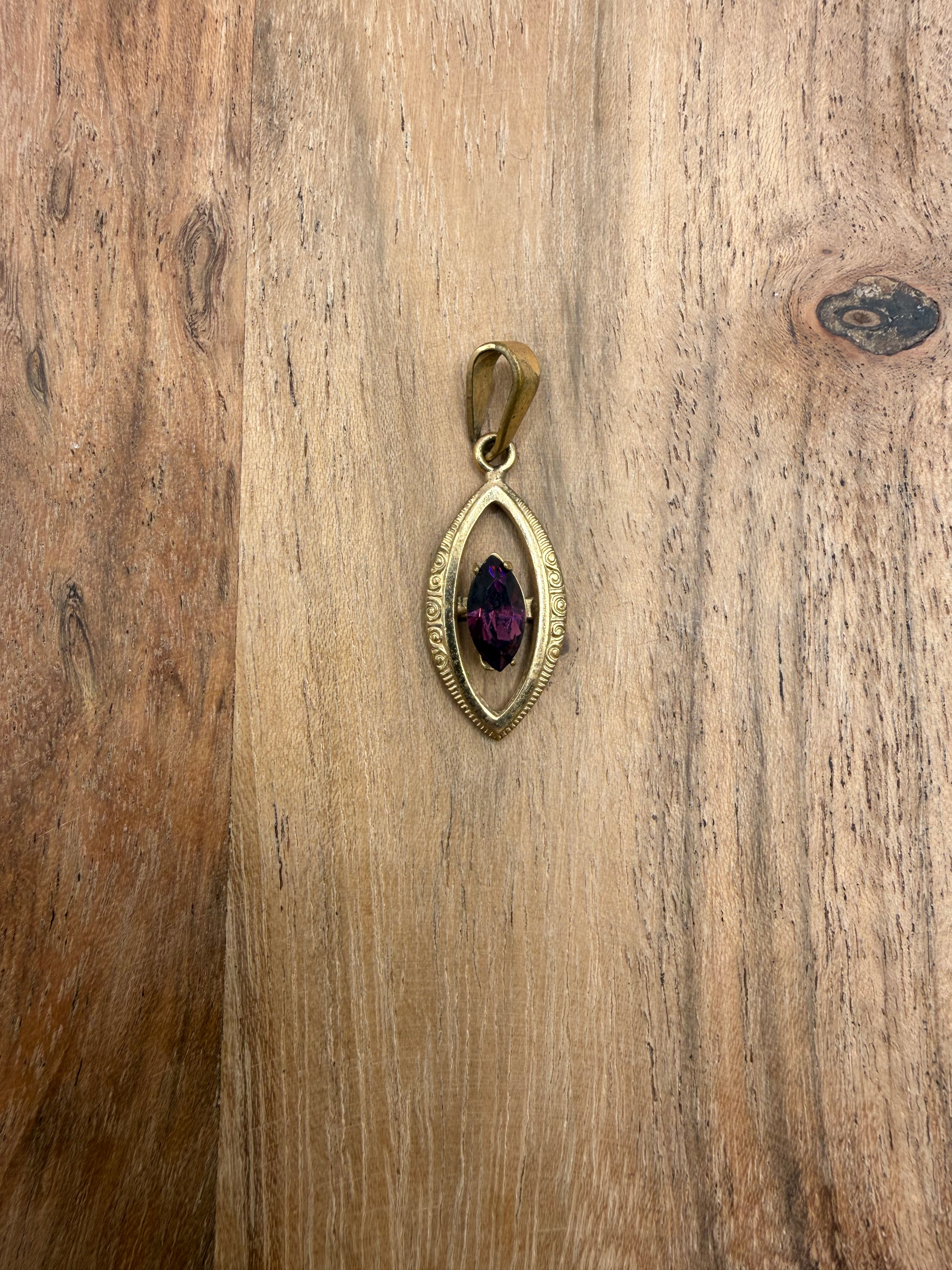 Gold Tone Marquise Shape Pendant