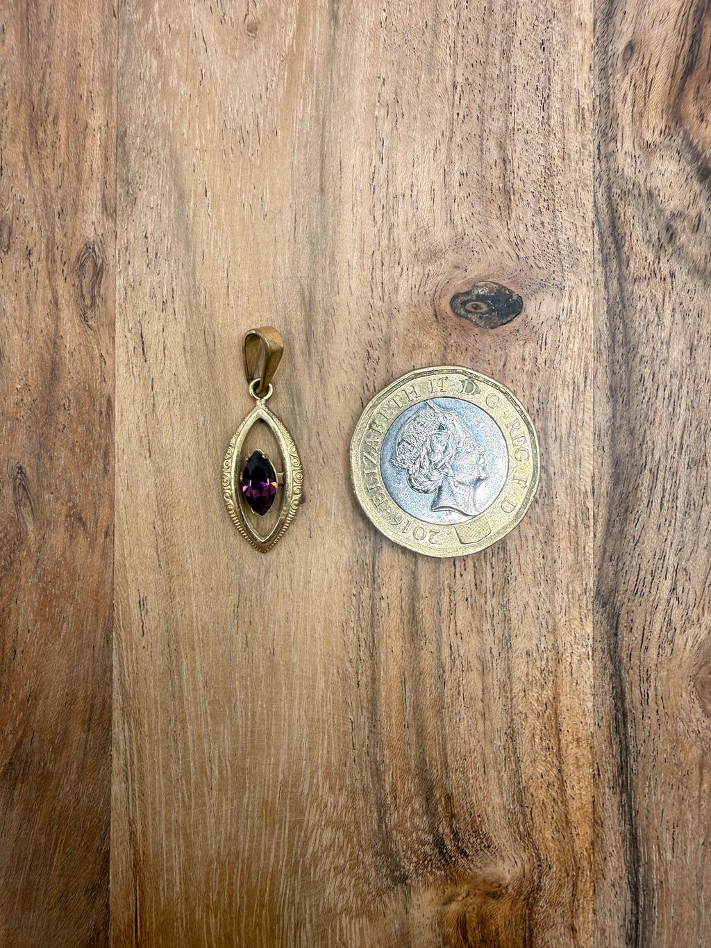 Gold Tone Marquise Shape Pendant
