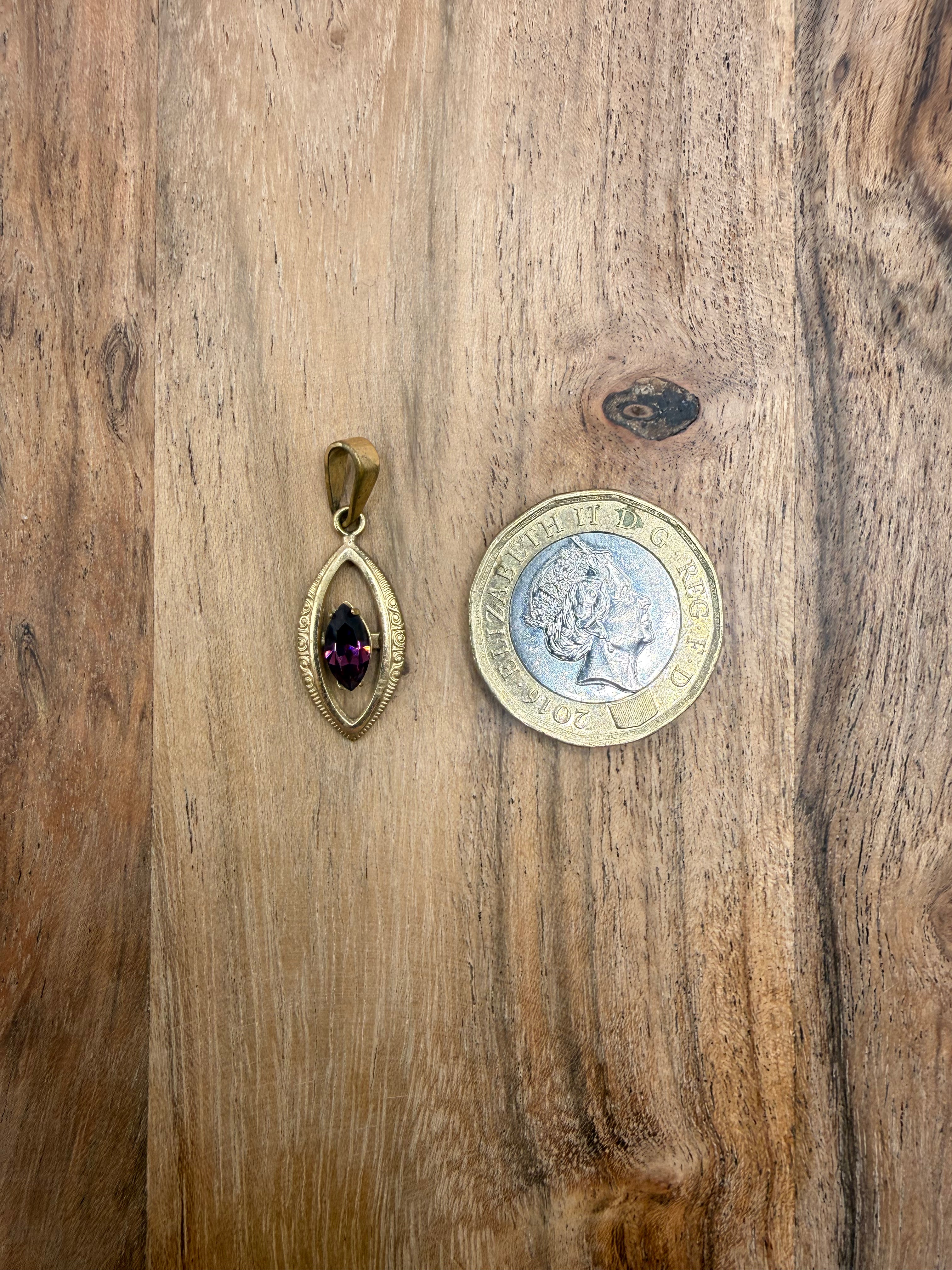 Gold Tone Marquise Shape Pendant