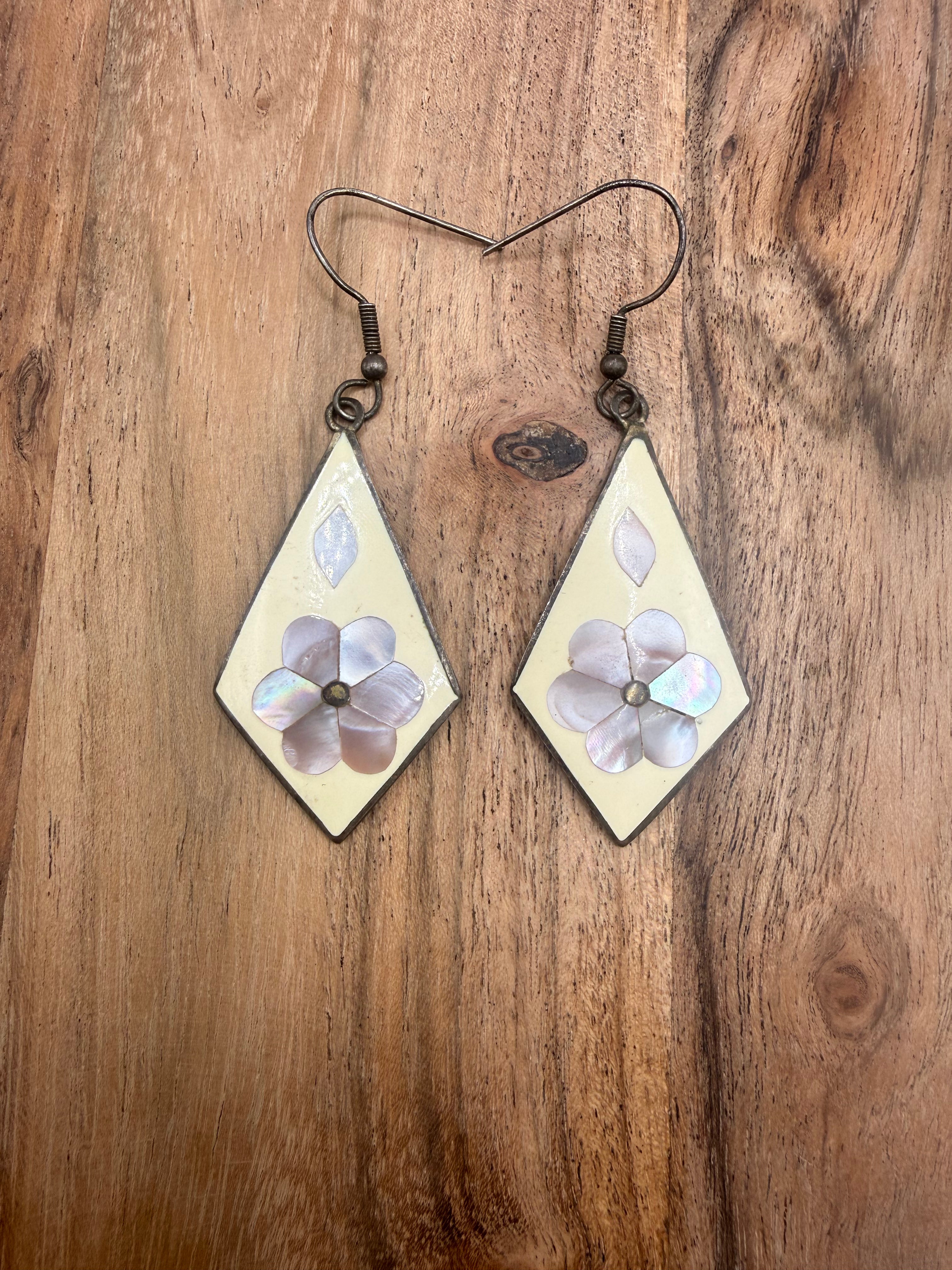Alpaca Mexico Silver Shell Inlay Earrings