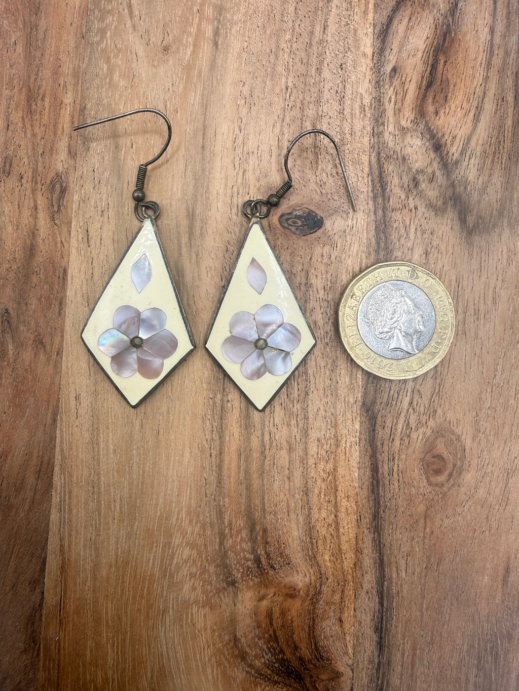 Alpaca Mexico Silver Shell Inlay Earrings