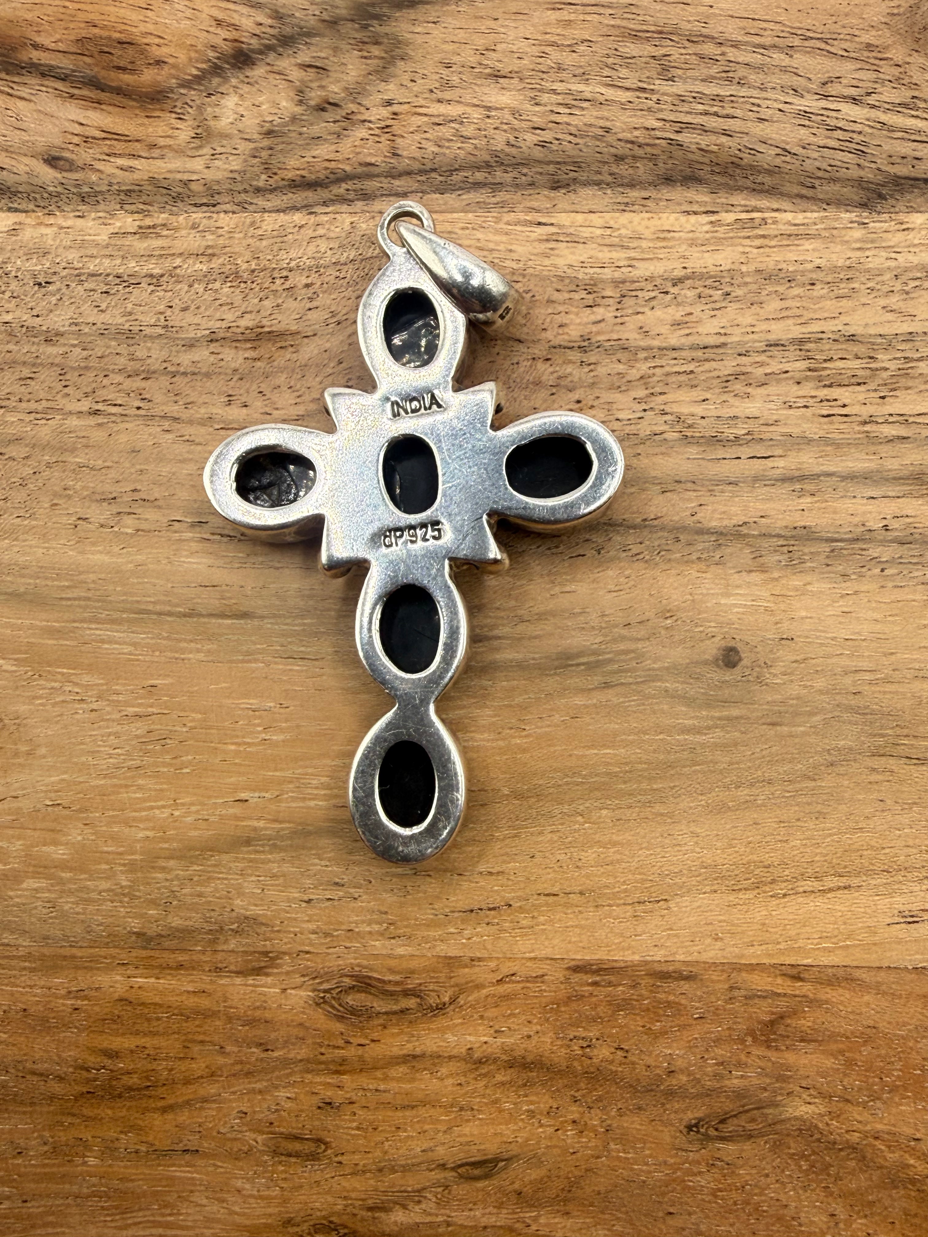 Sterling Silver Amber Cross
