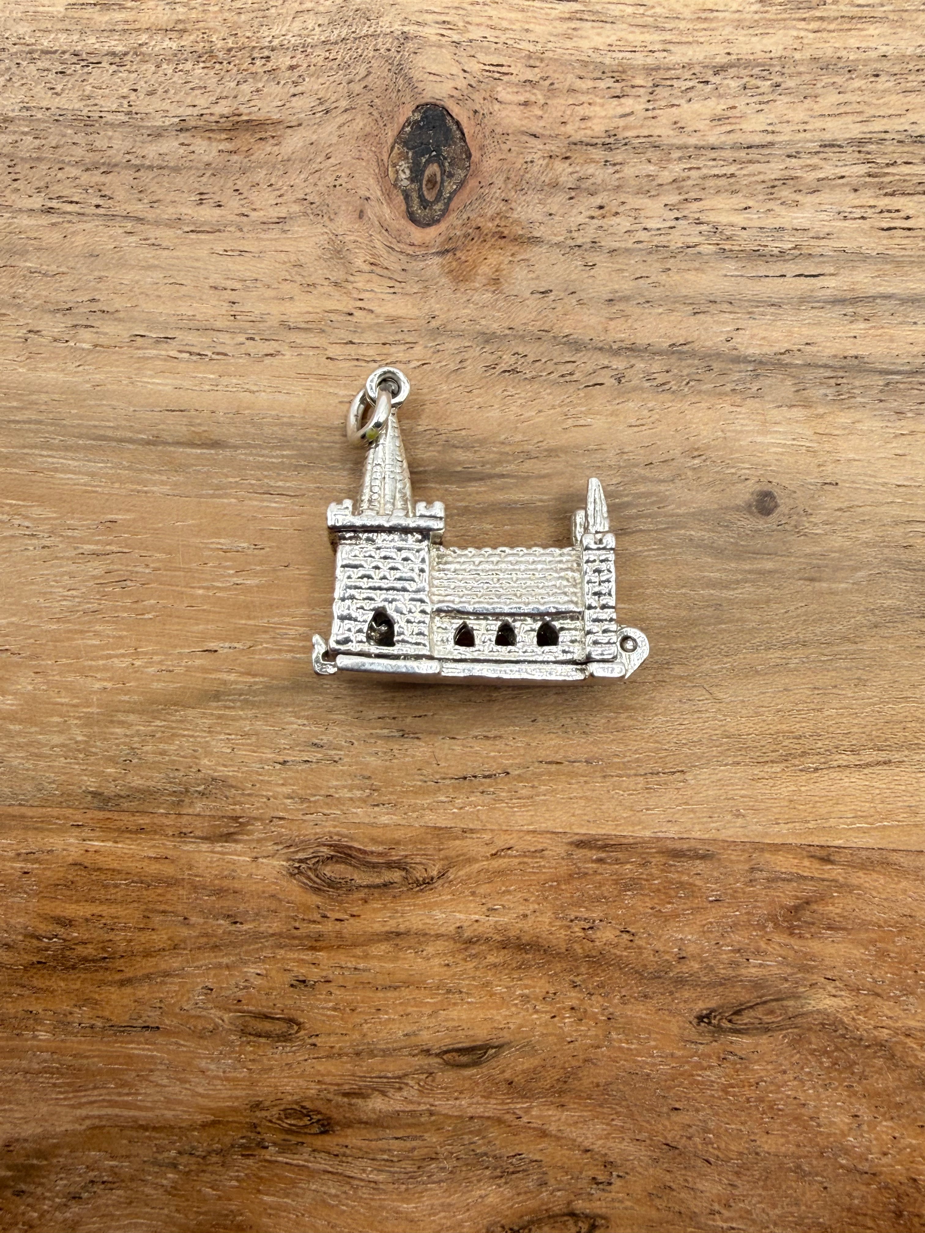 Vintage Sterling Silver Articulated Church Charm