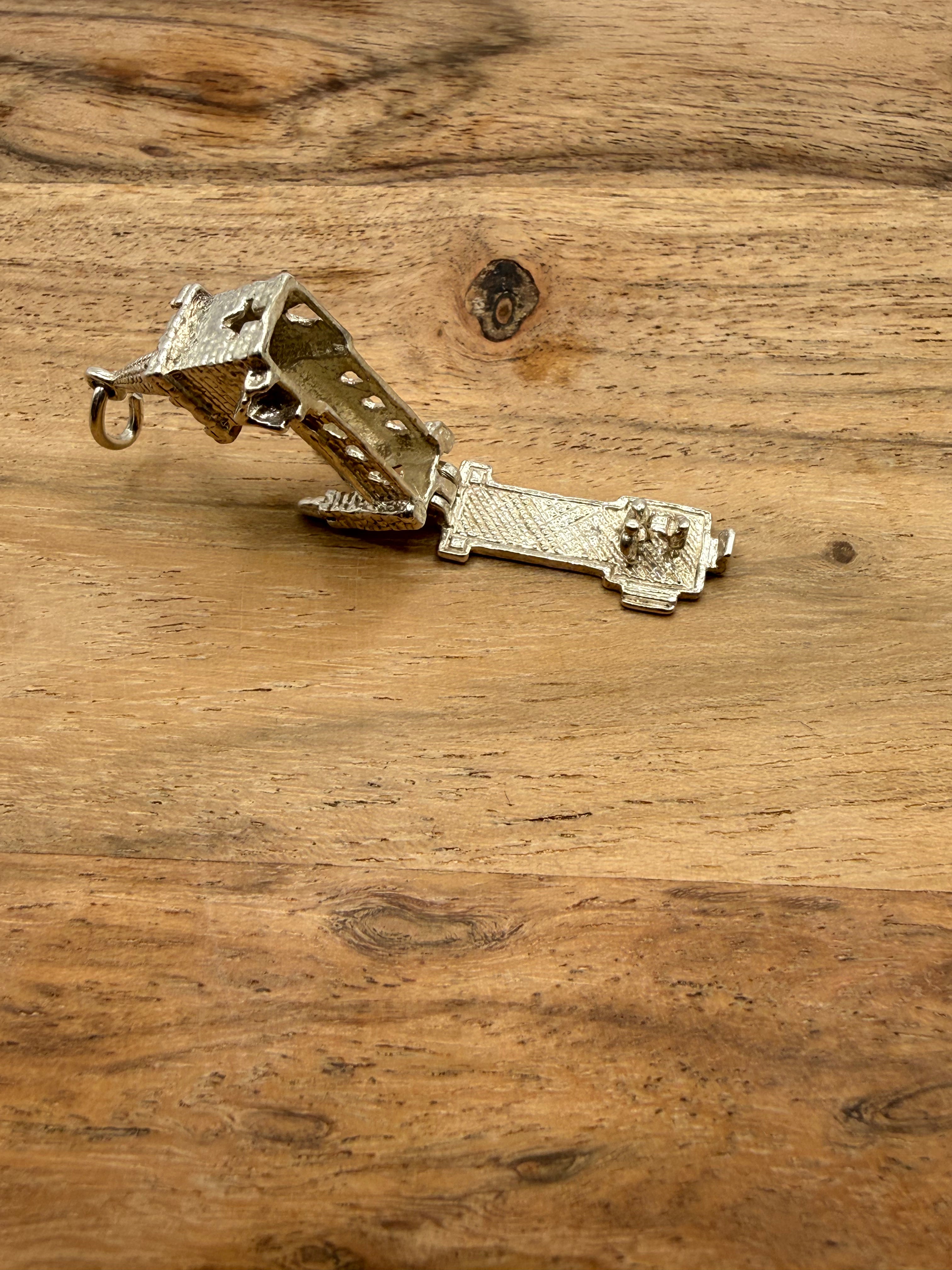Vintage Sterling Silver Articulated Church Charm