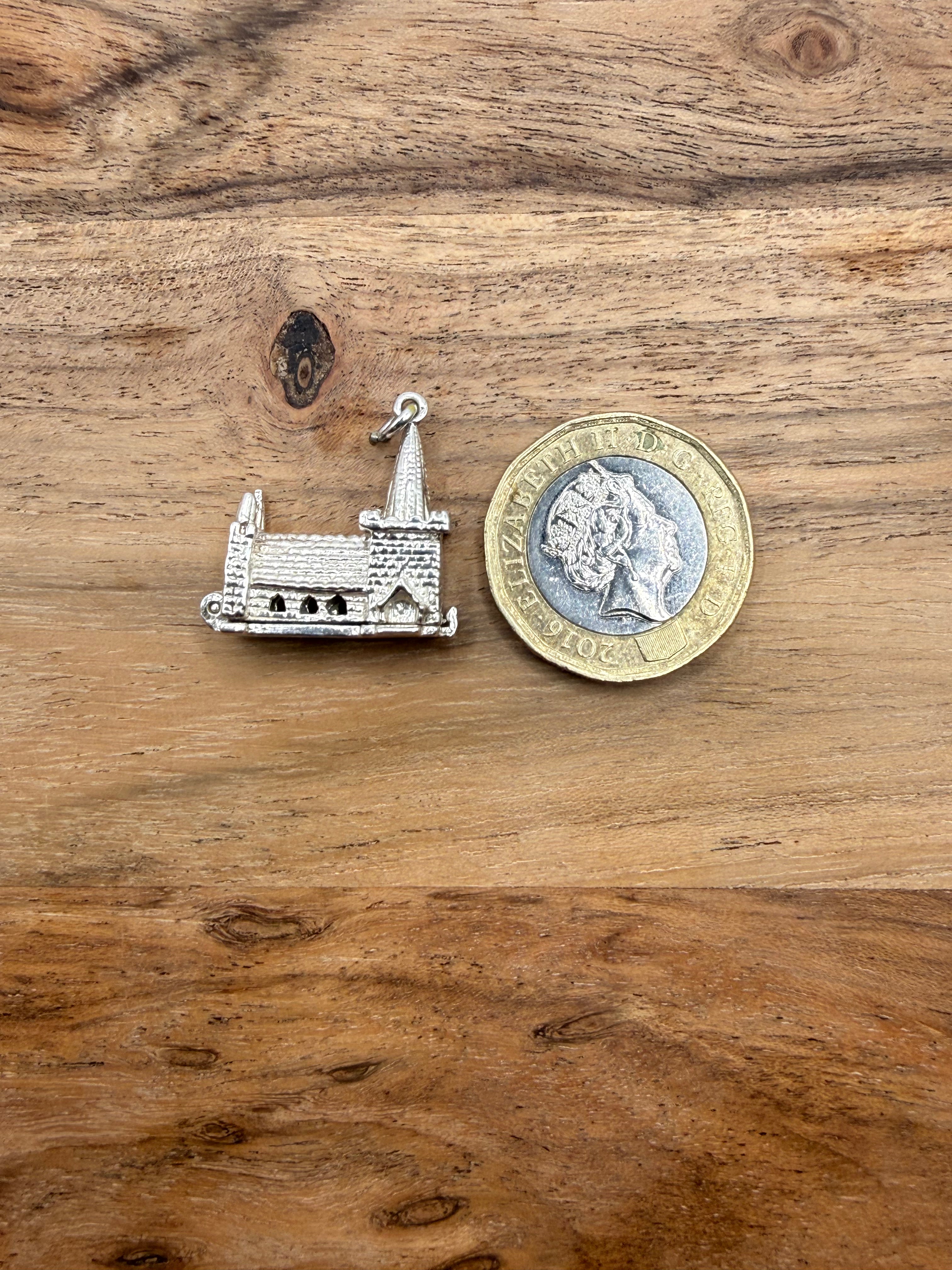 Vintage Sterling Silver Articulated Church Charm