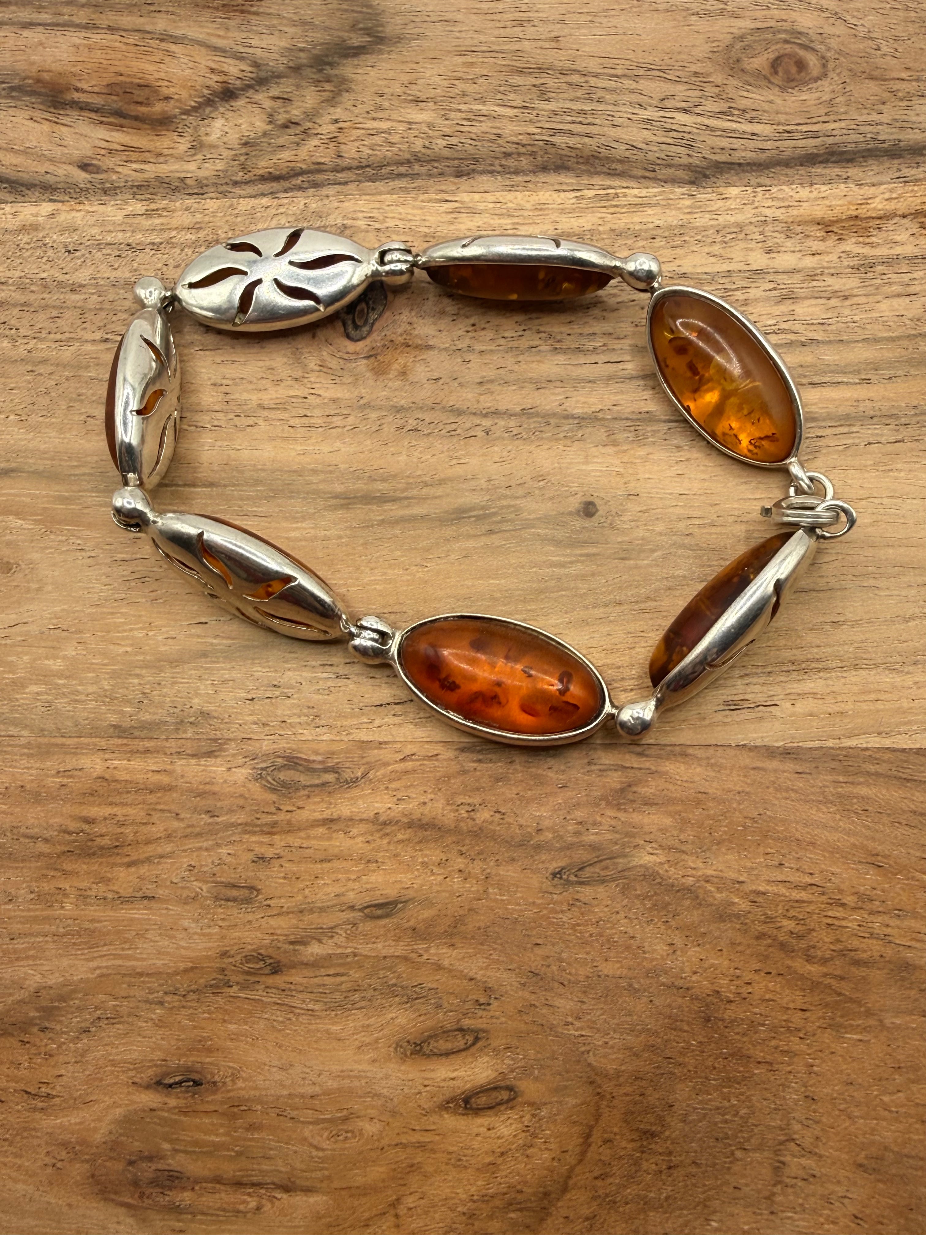 Sterling Silver Amber Bracelet
