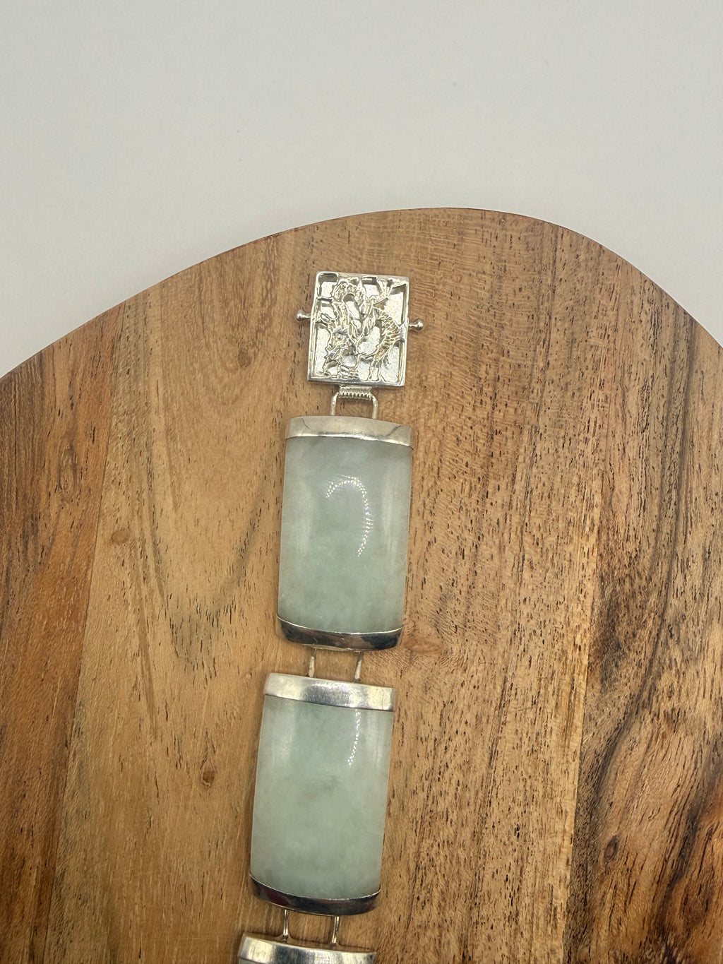 Sterling Silver Celadon Jade Bracelet