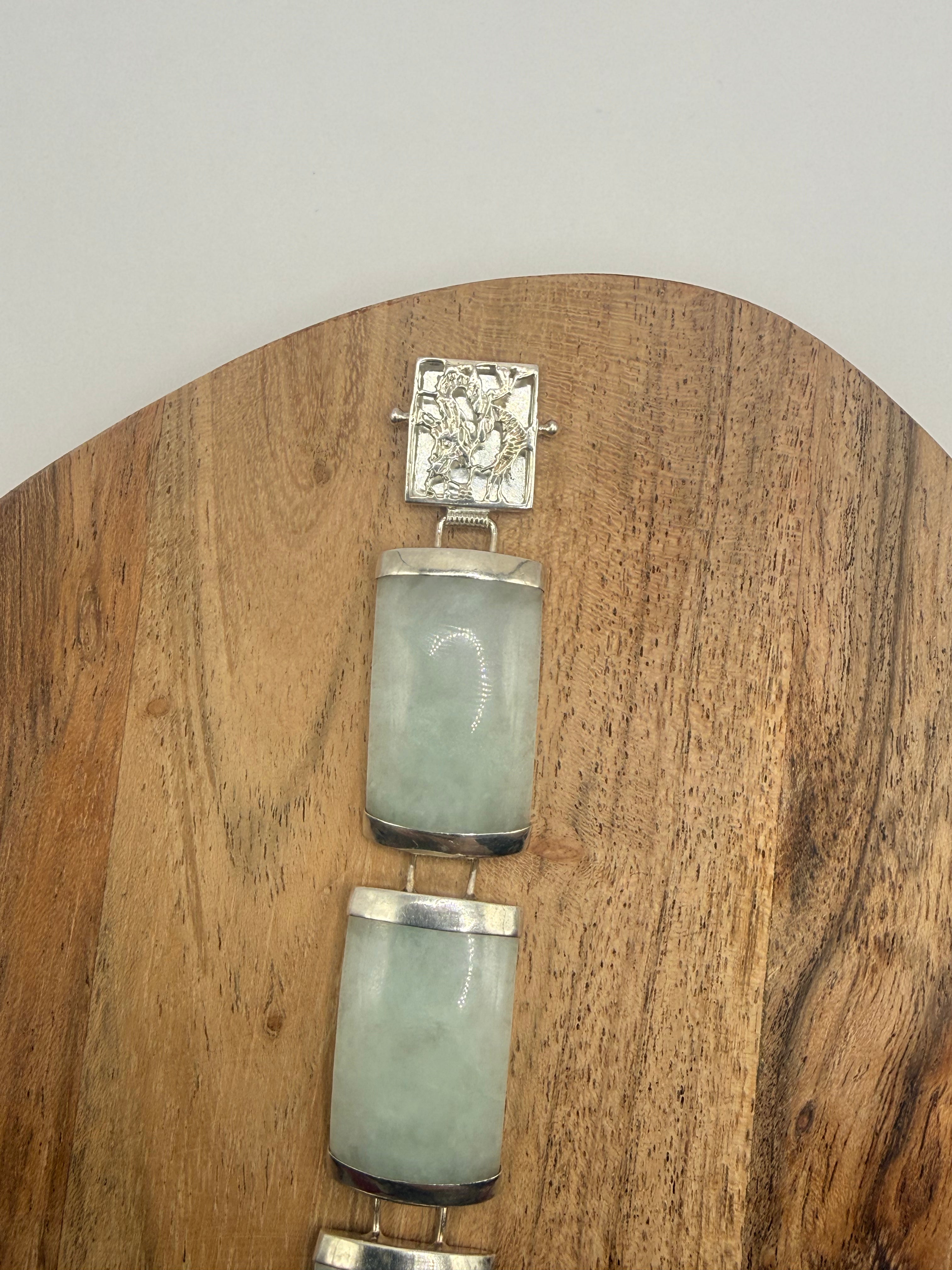 Sterling Silver Celadon Jade Bracelet