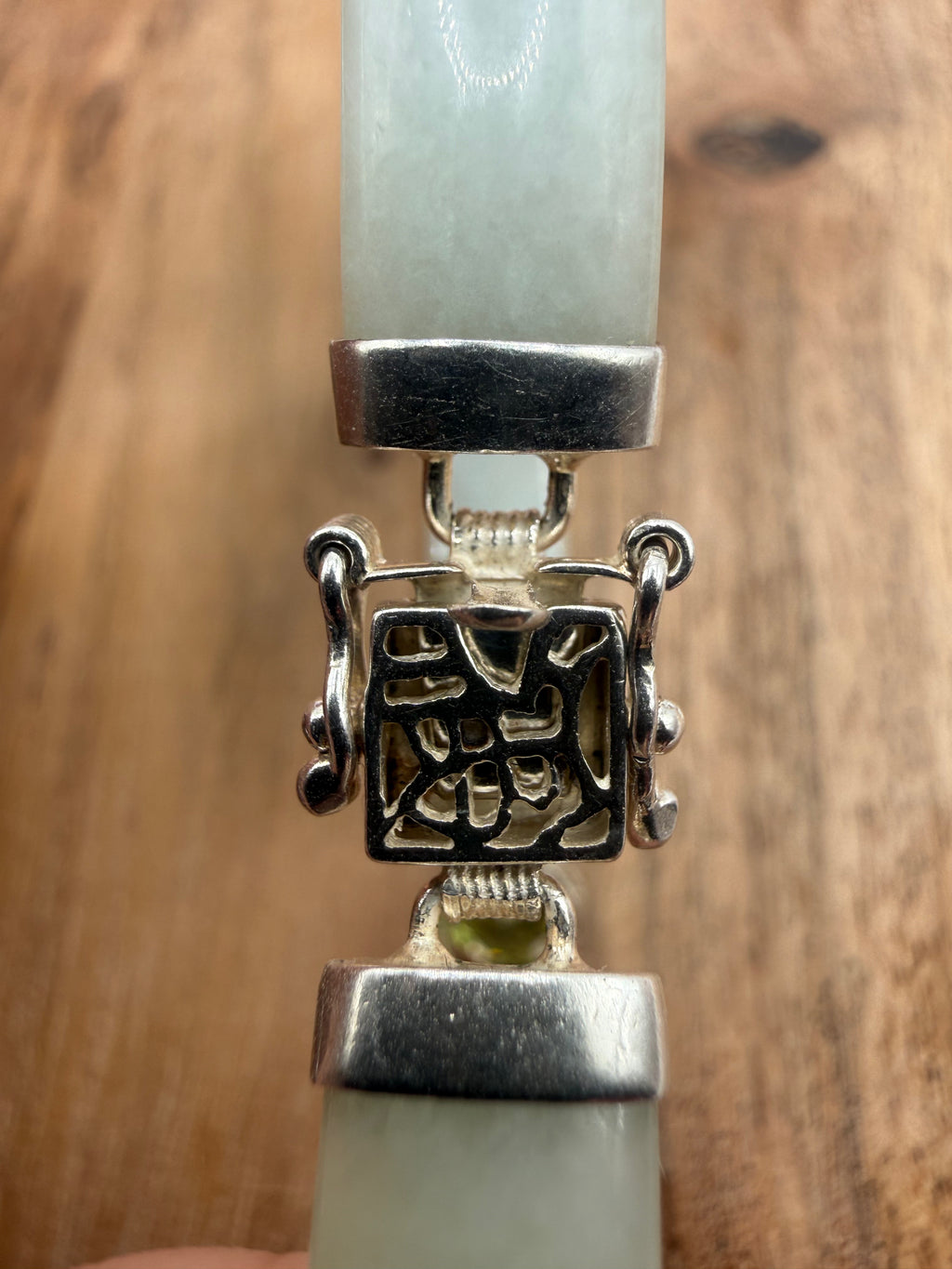 Sterling Silver Jade and Peridot Bracelet