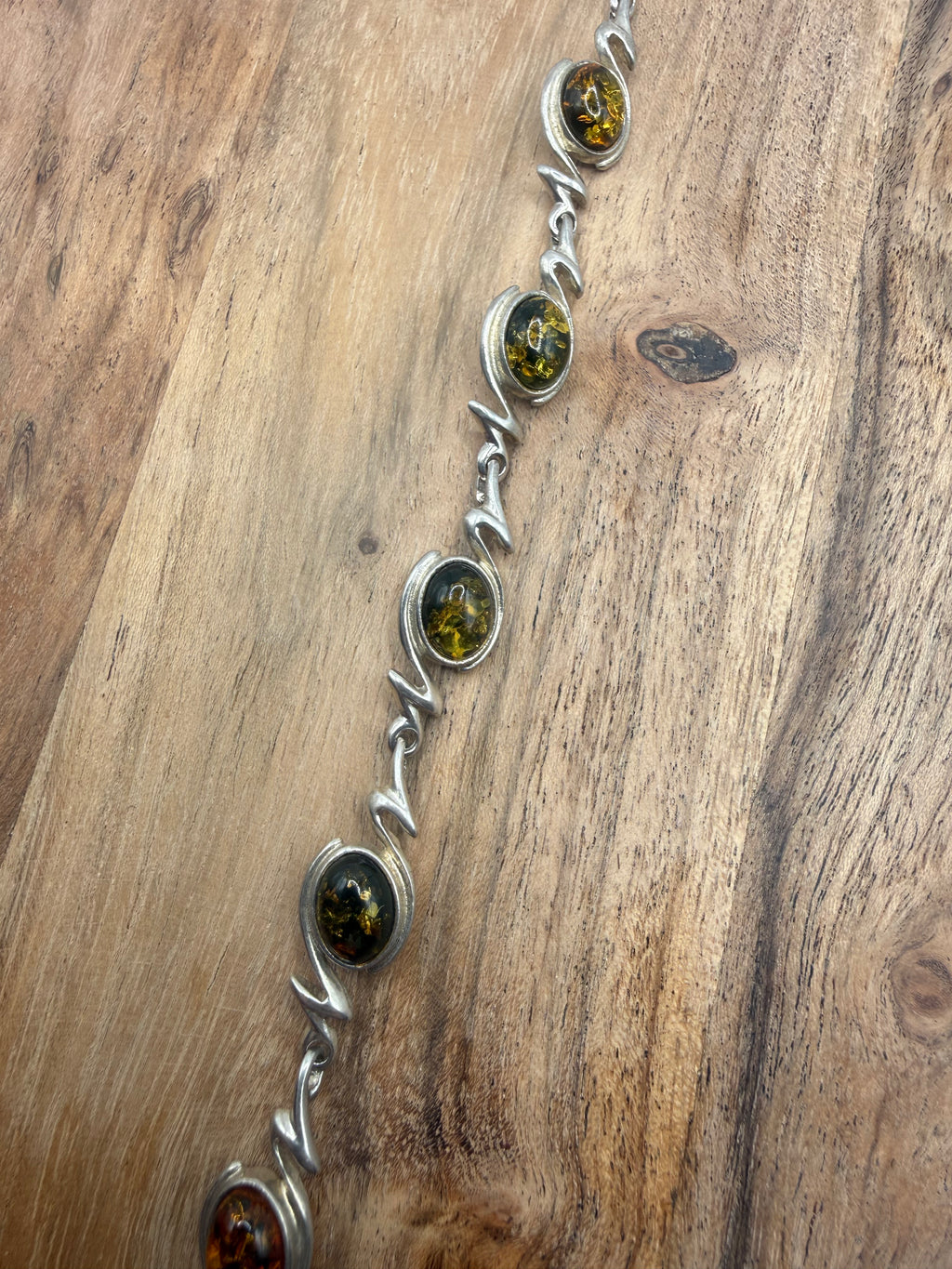 Sterling Silver Multi Colour Amber Bracelet