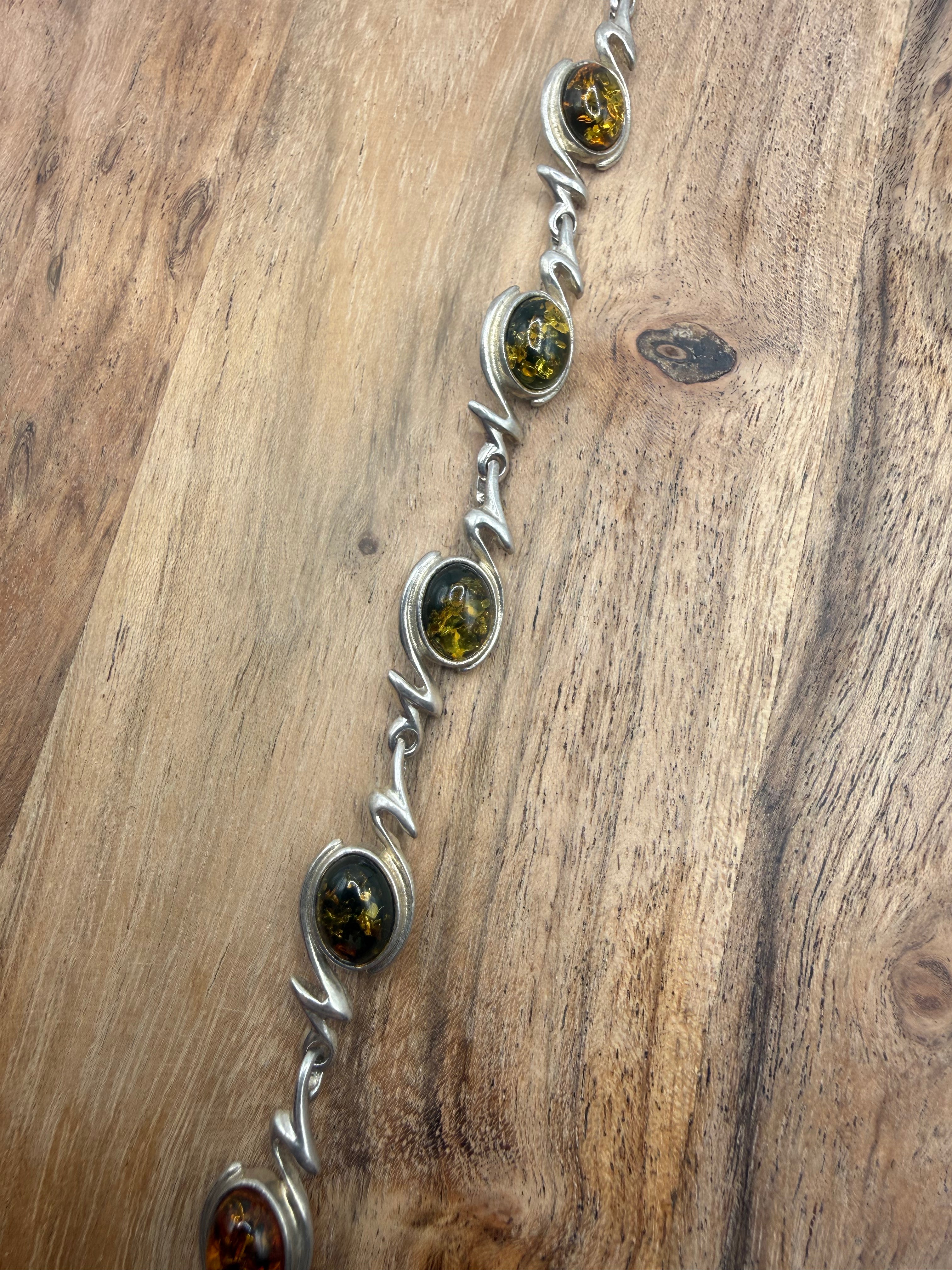 Sterling Silver Multi Colour Amber Bracelet