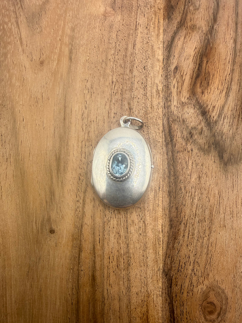 Sterling Silver Locket with Blue Topaz