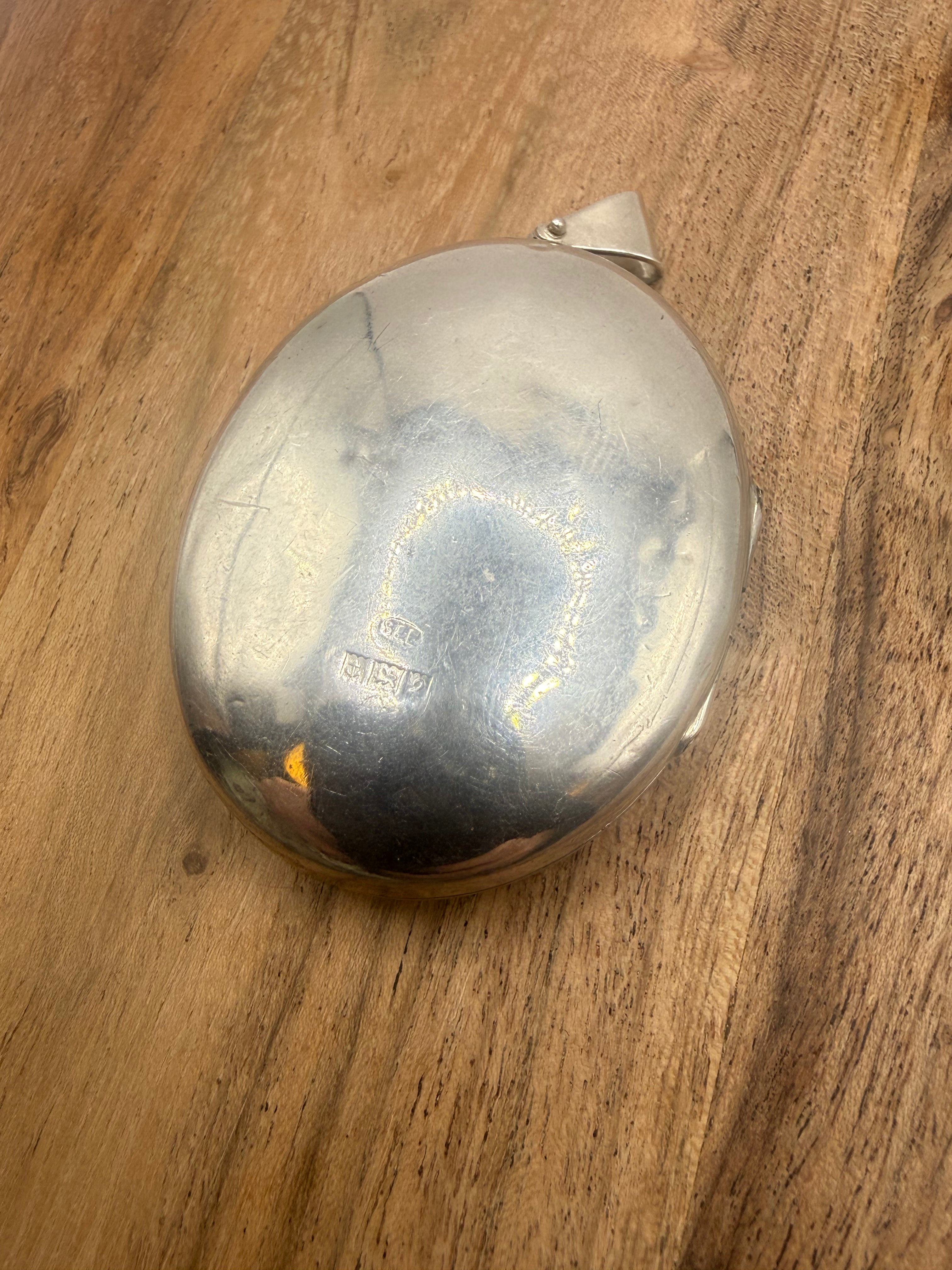 Large Sterling Silver Floral Locket
