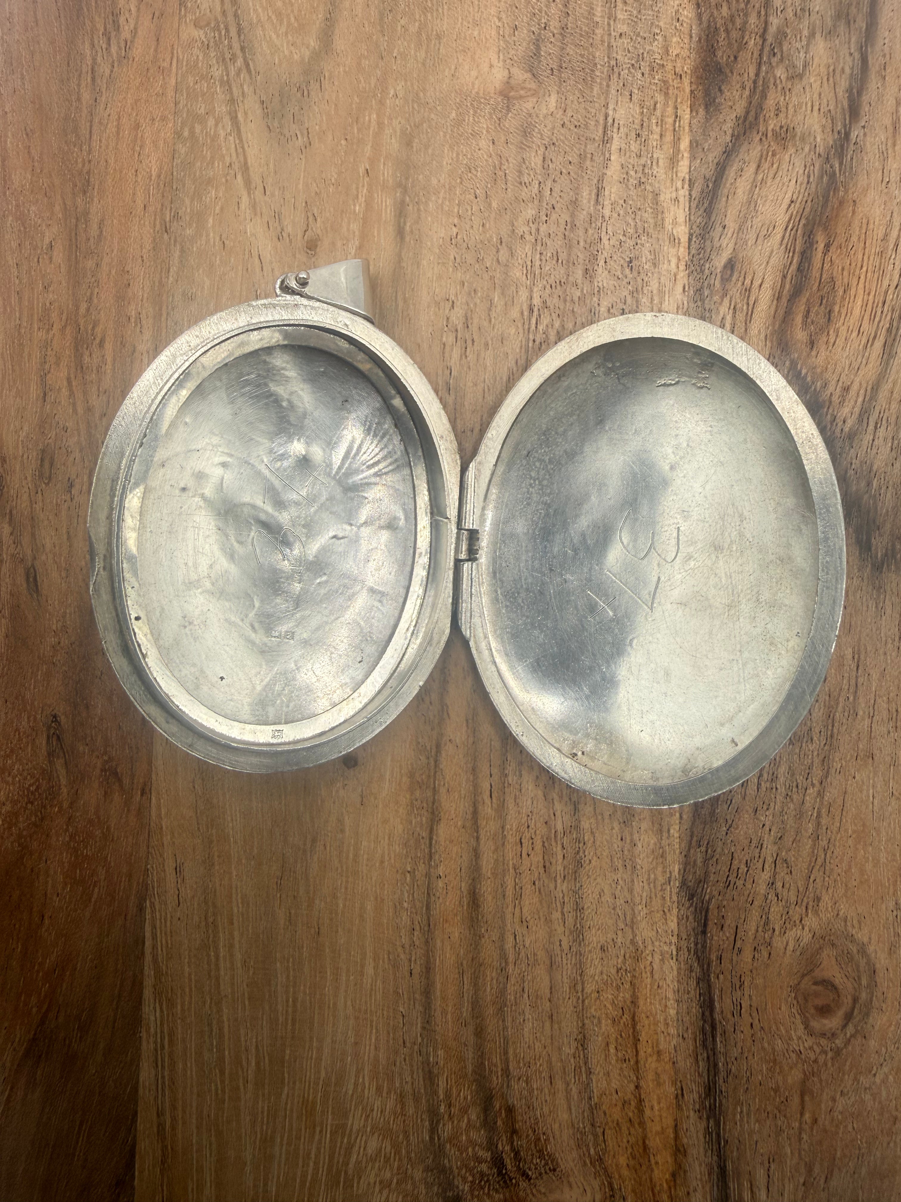Large Sterling Silver Floral Locket