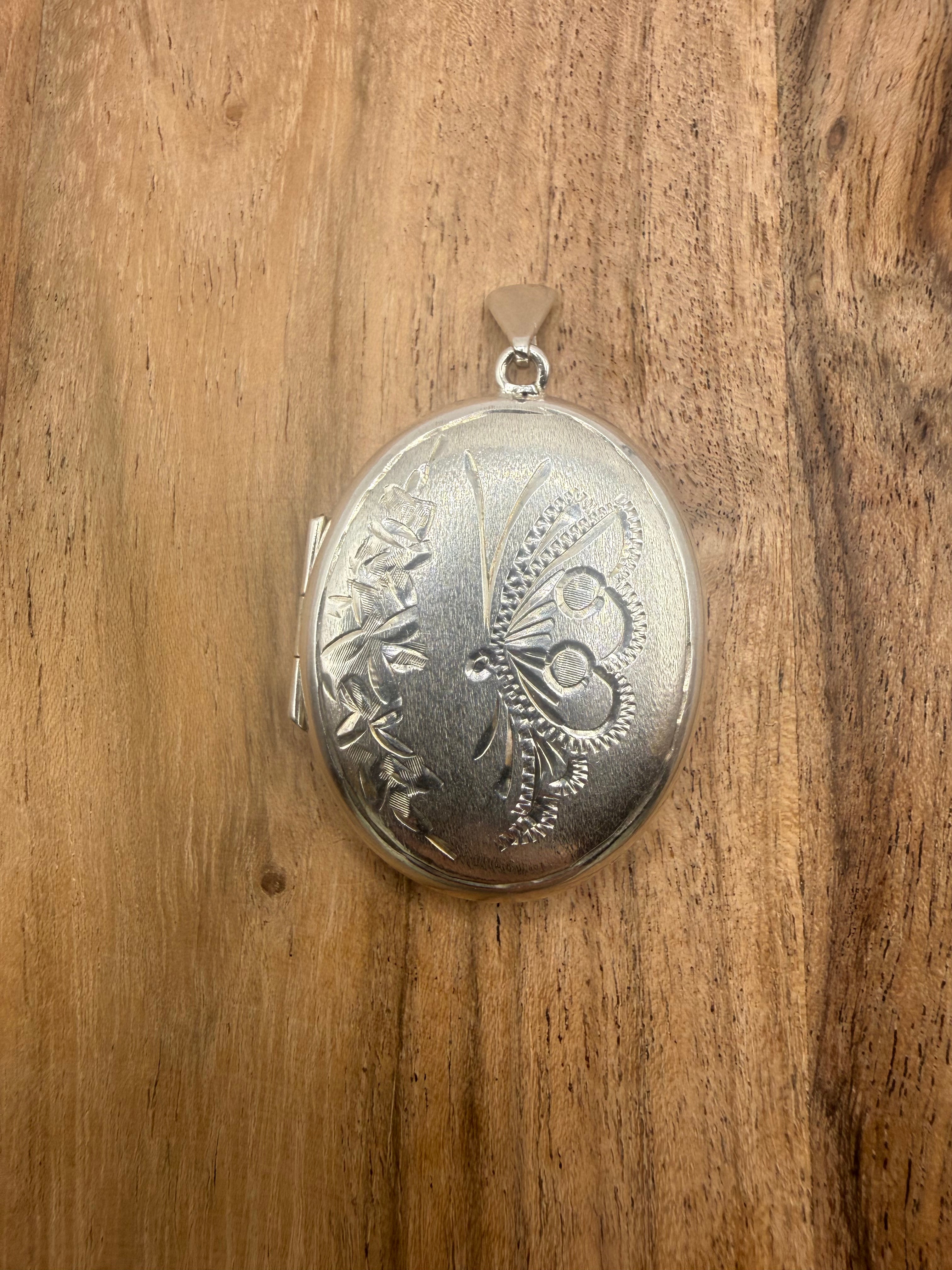 Sterling Silver 1970s Butterfly Locket