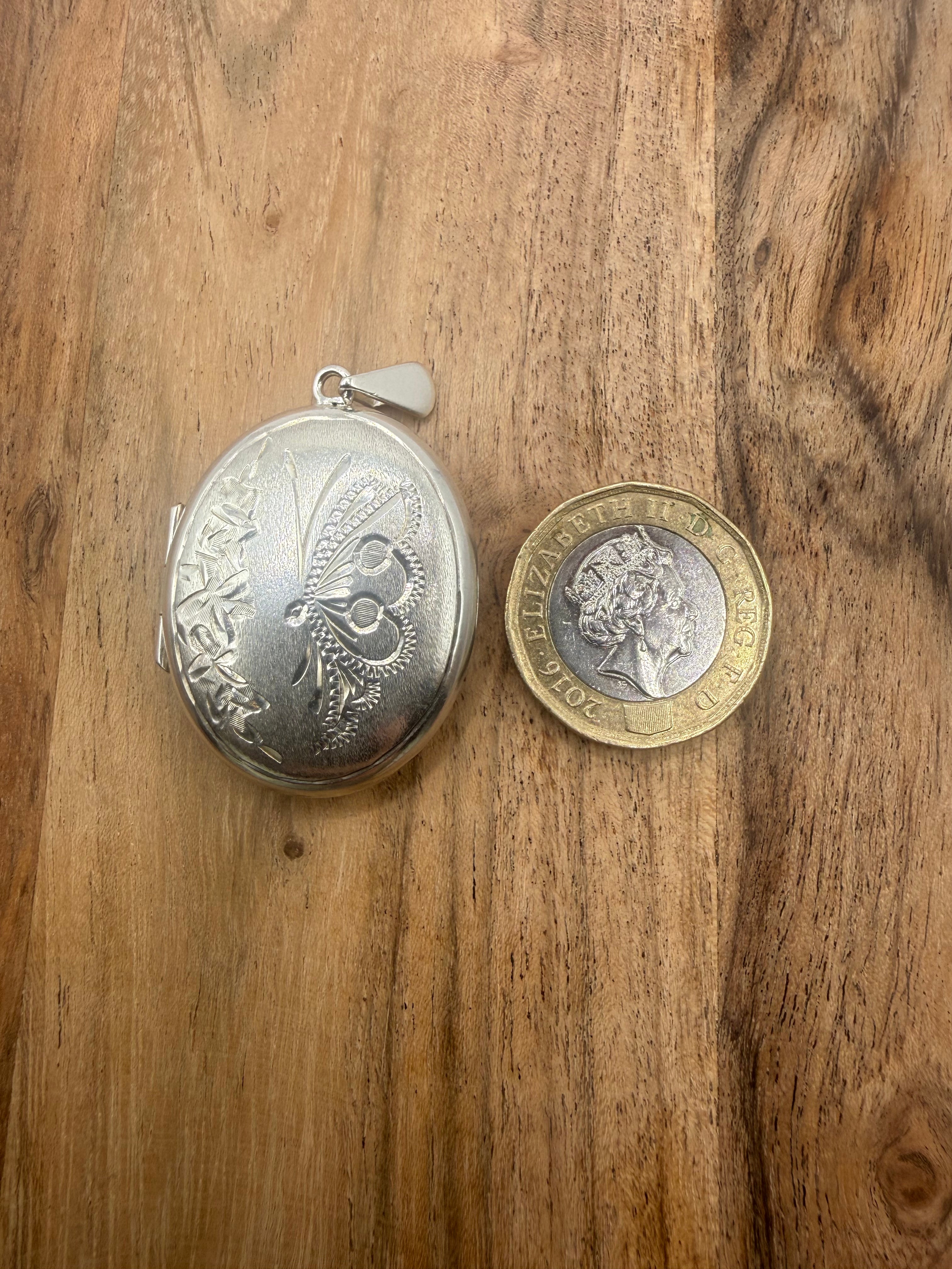 Sterling Silver 1970s Butterfly Locket