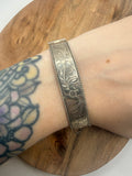 Sterling Silver 1989 Floral Hinged Bangle
