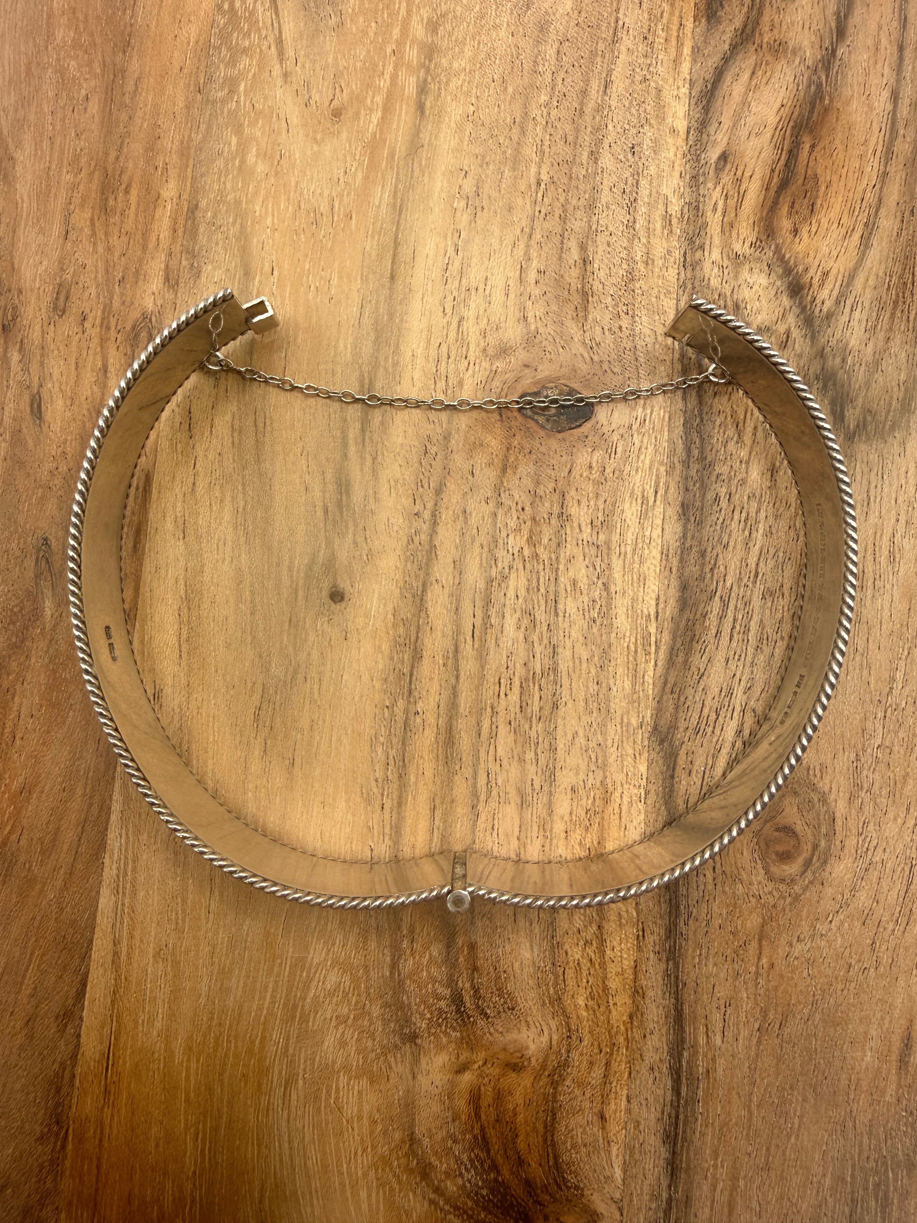 Sterling Silver 1989 Floral Hinged Bangle