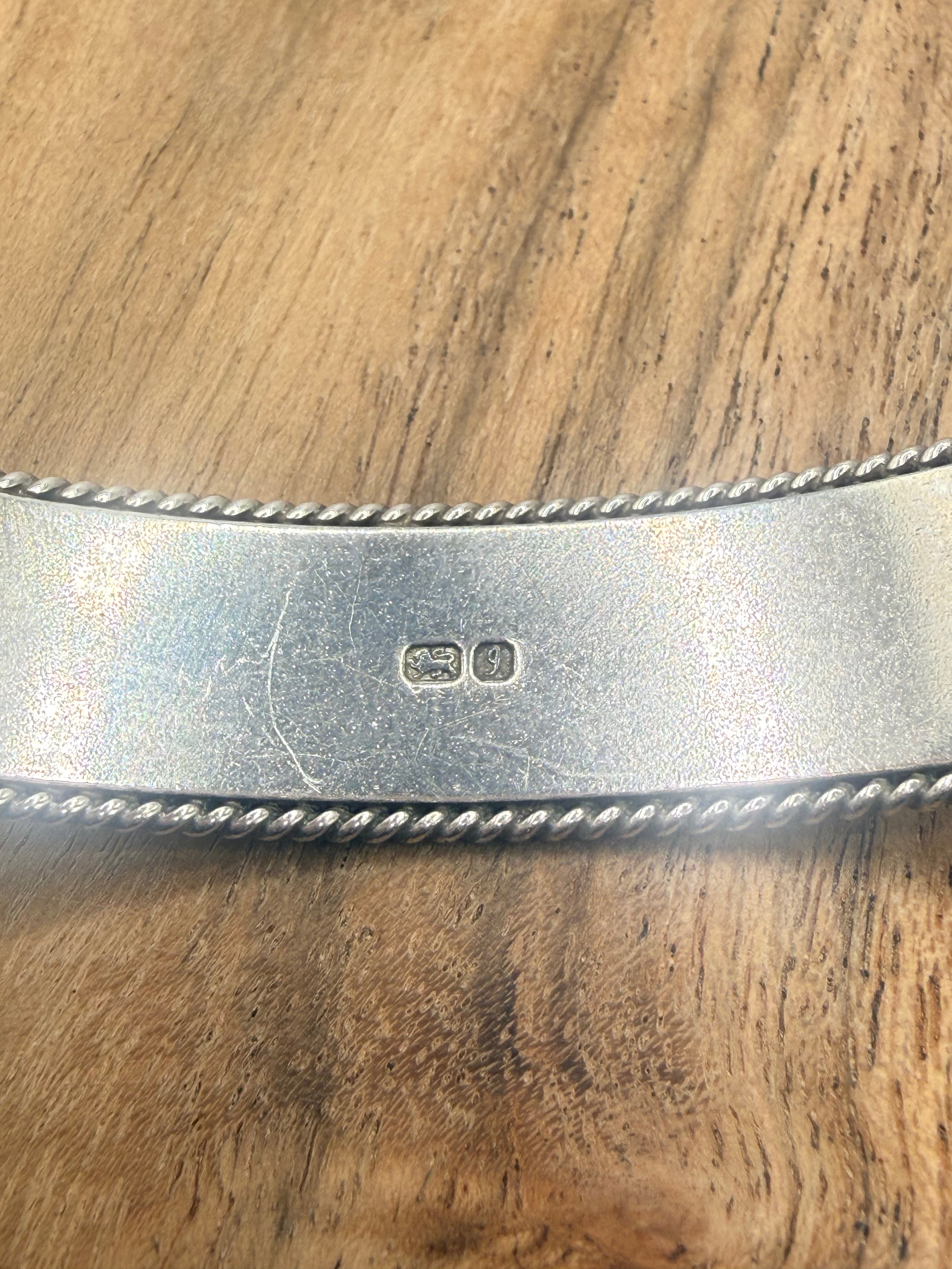 Sterling Silver 1989 Floral Hinged Bangle