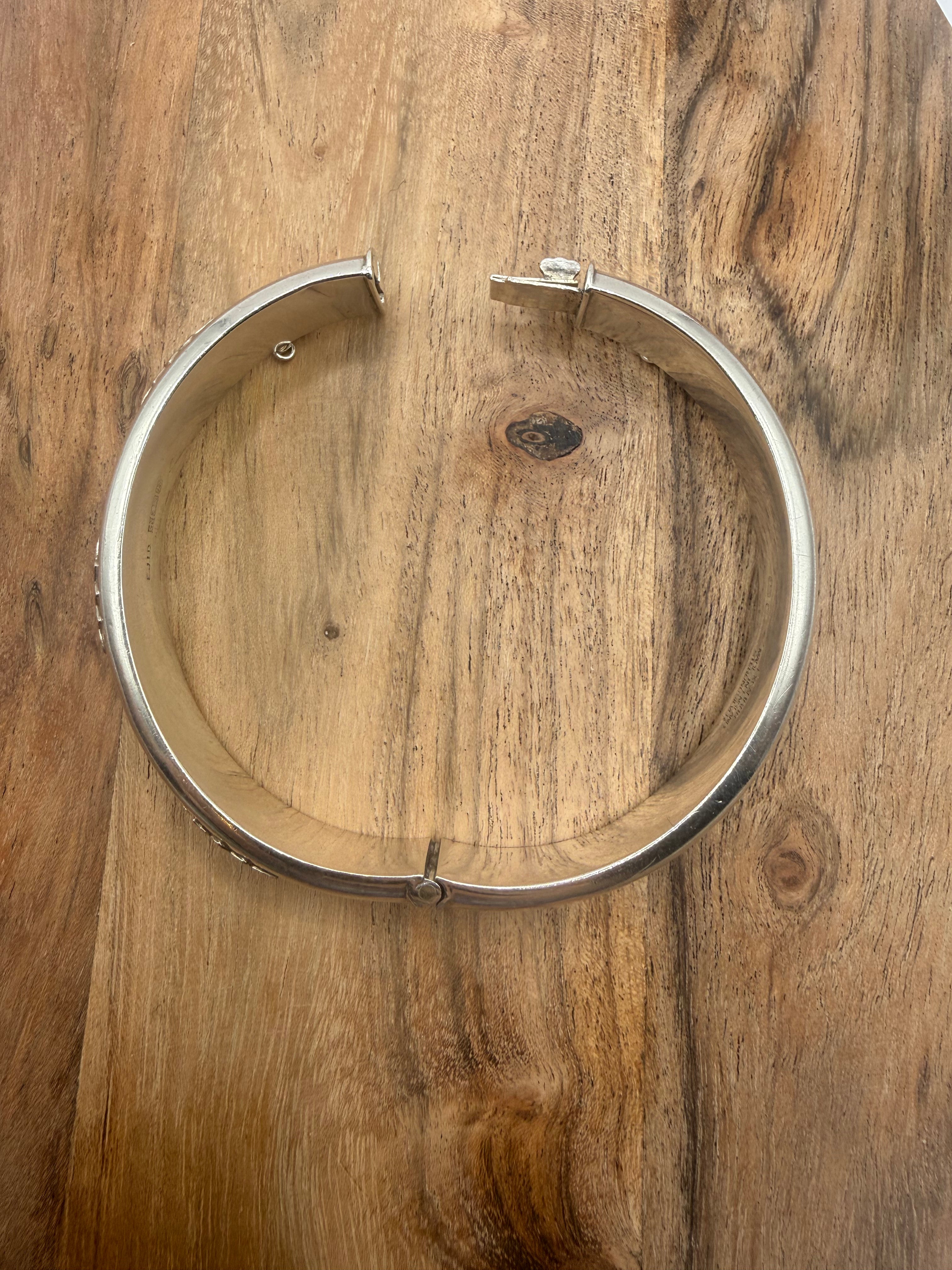 Sterling Silver 9ct Rose Gold Floral Bangle
