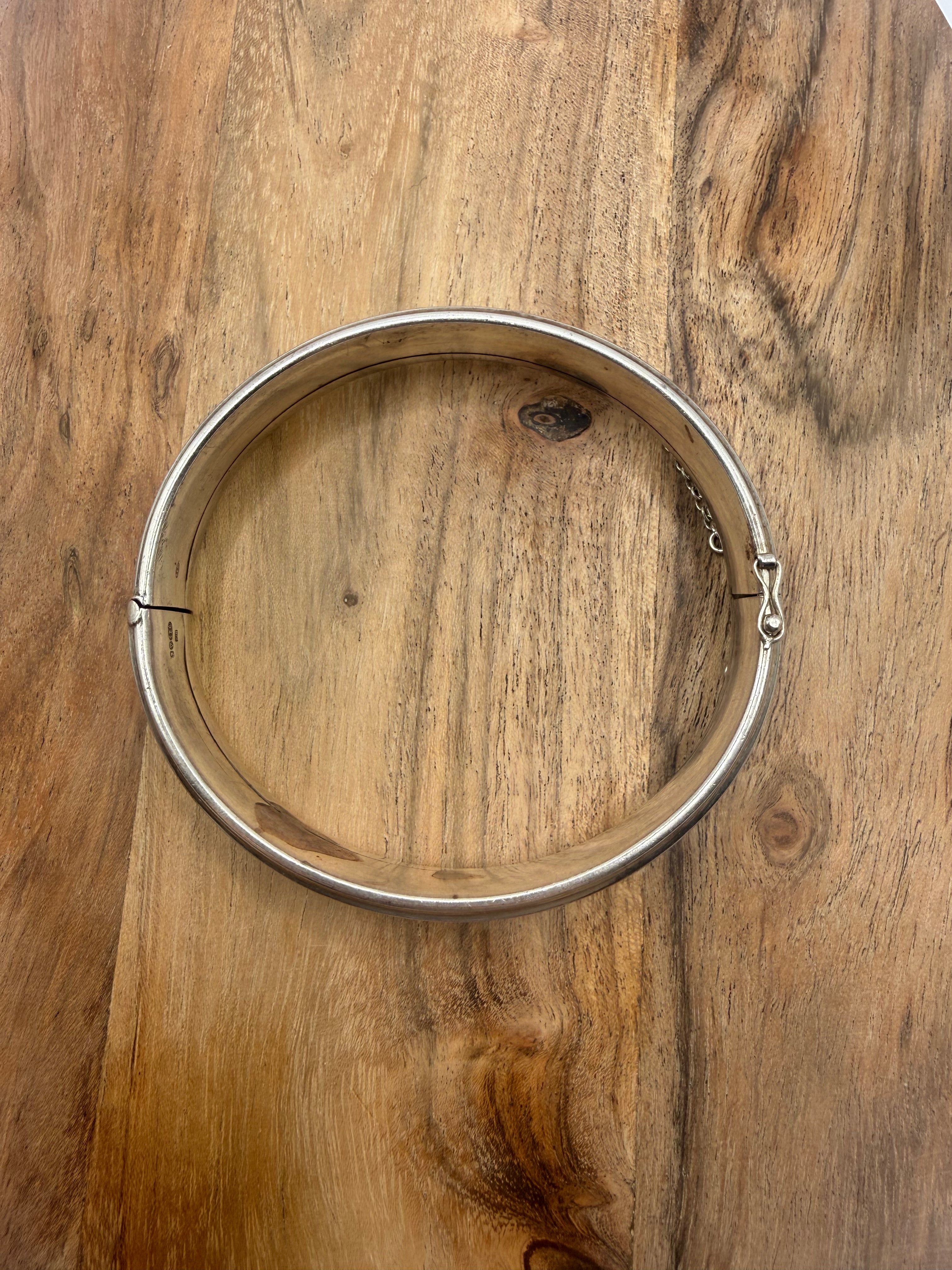 Sterling Silver Filigree Hinged Bangle