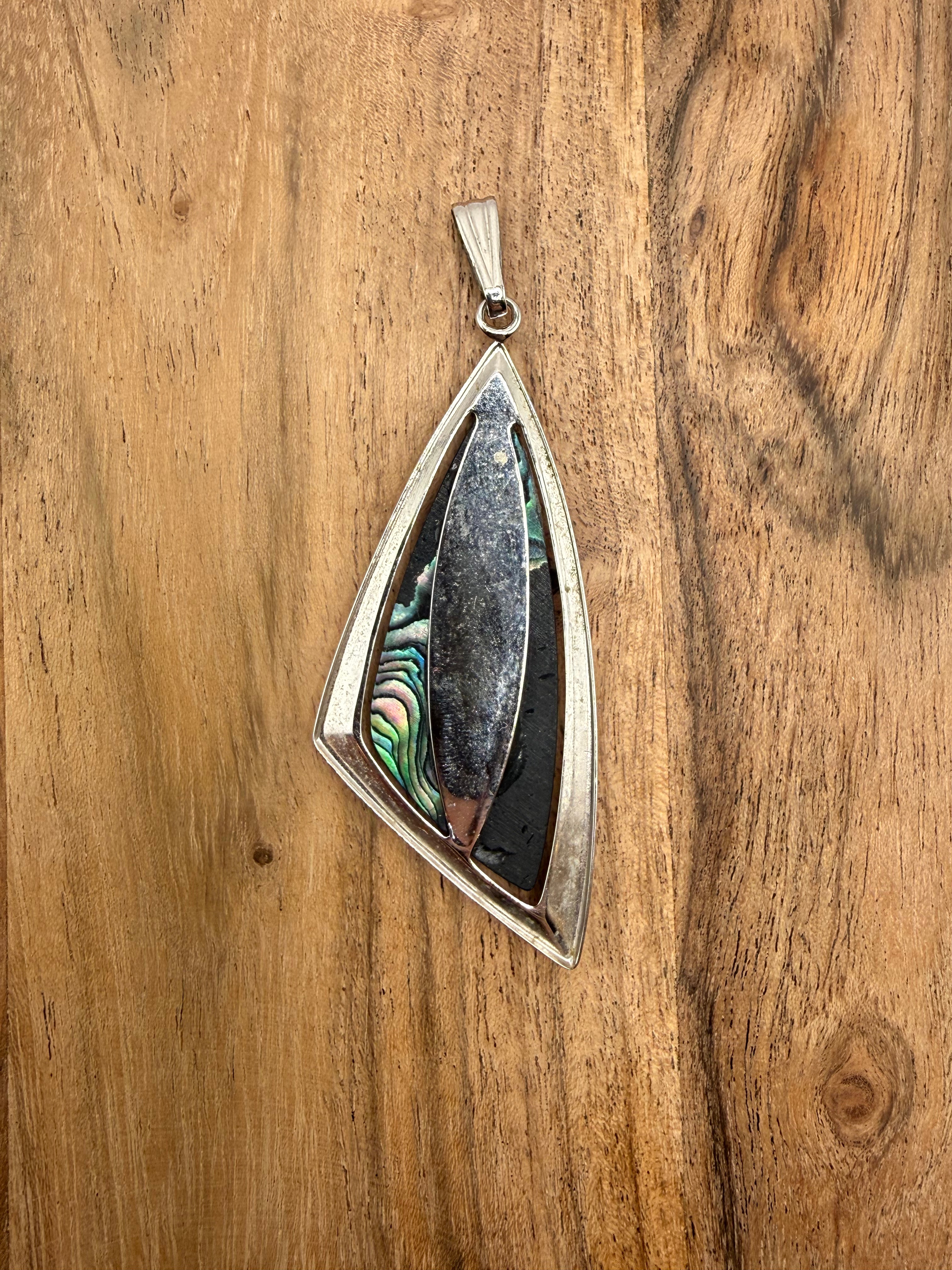 Geometric Abalone Shell Pendant