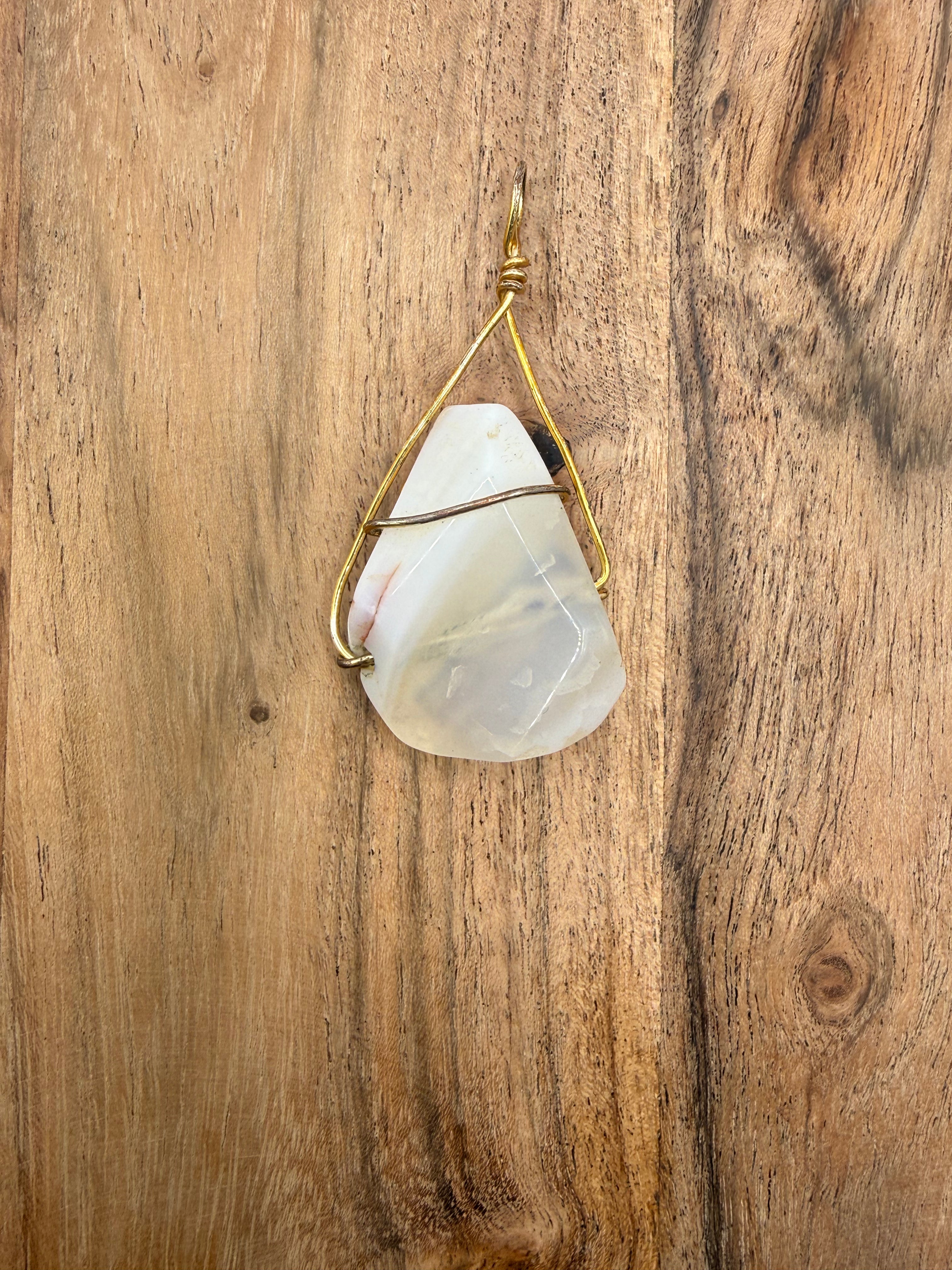Gold Wire Wrapped Organic Crystal Pendant