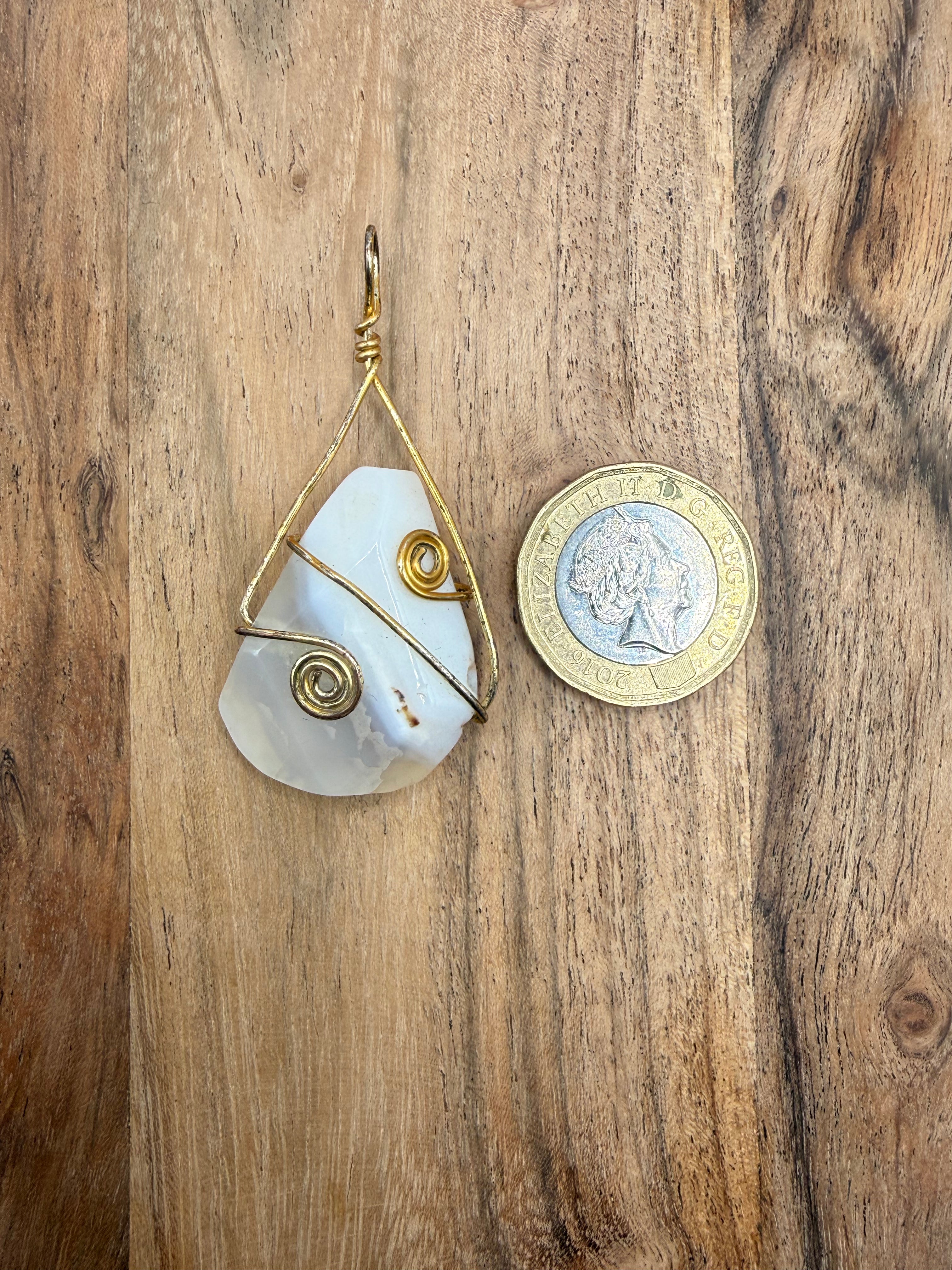 Gold Wire Wrapped Organic Crystal Pendant