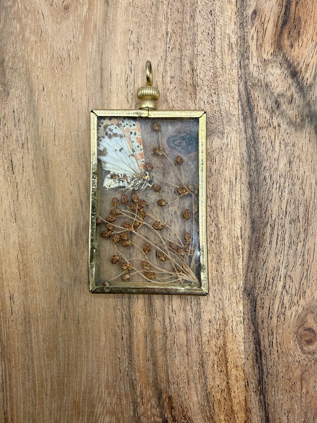 Pressed Butterfly and Flower Pendant