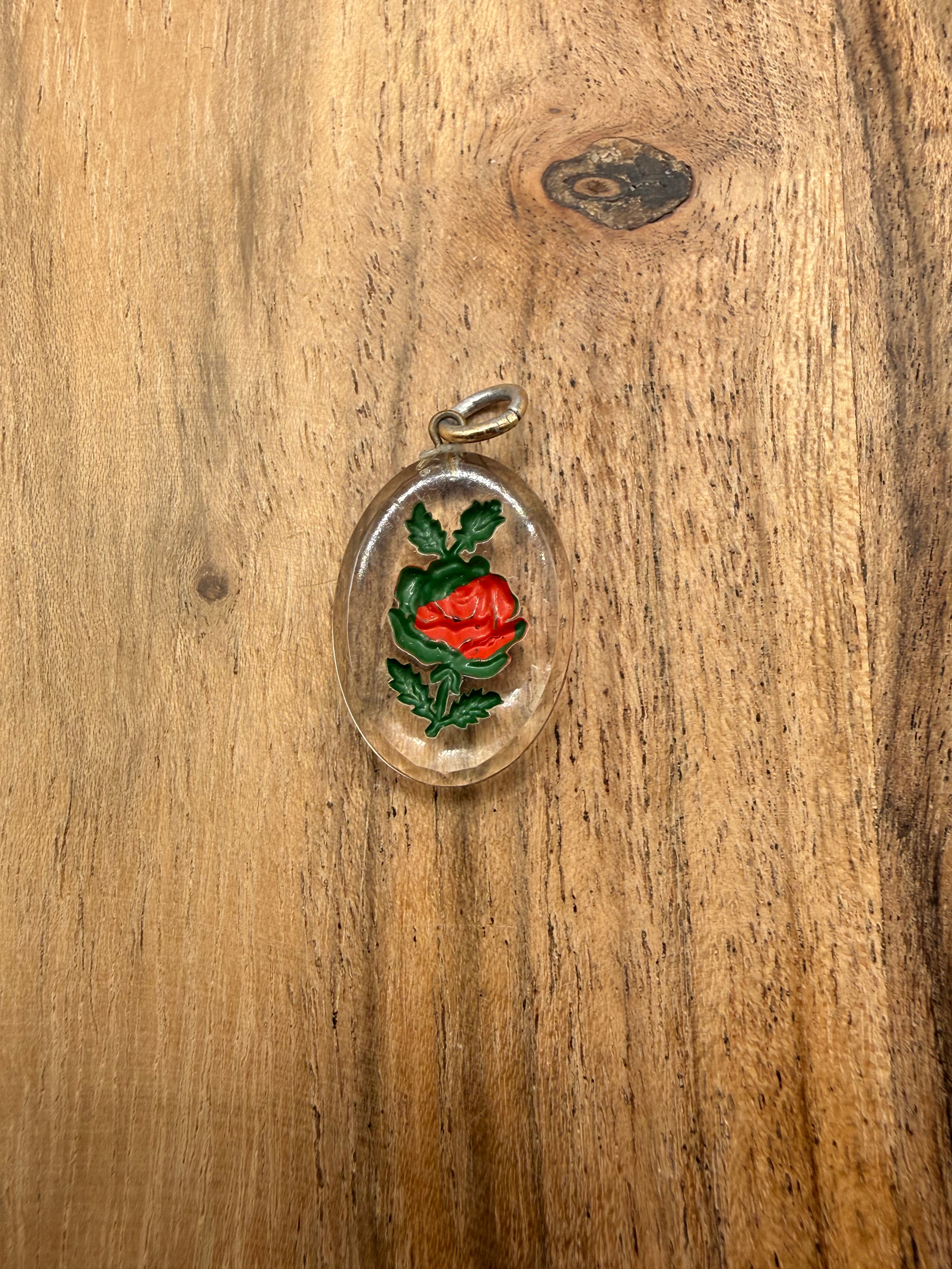 Reverse Carved Rose Pendant