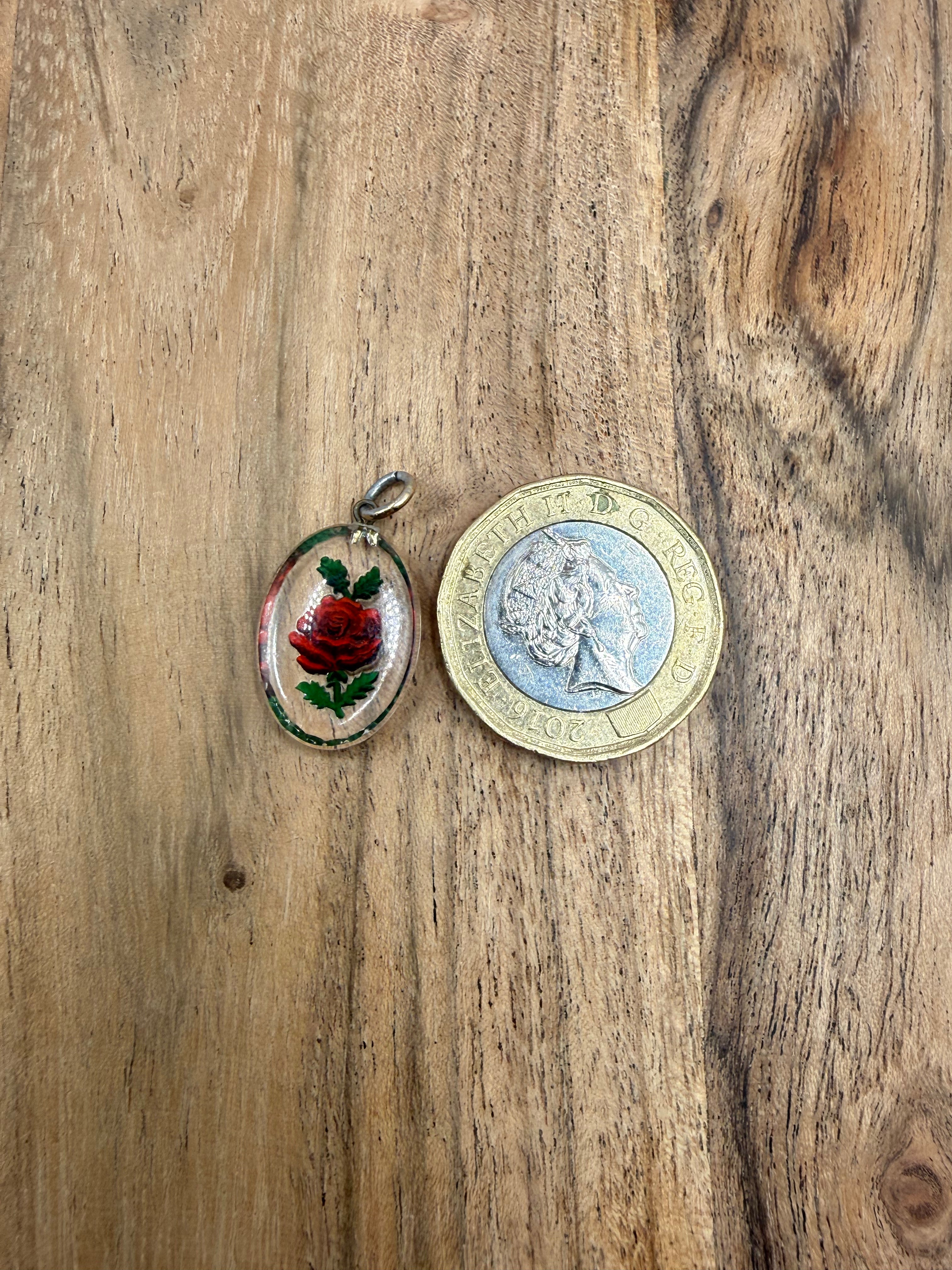 Reverse Carved Rose Pendant