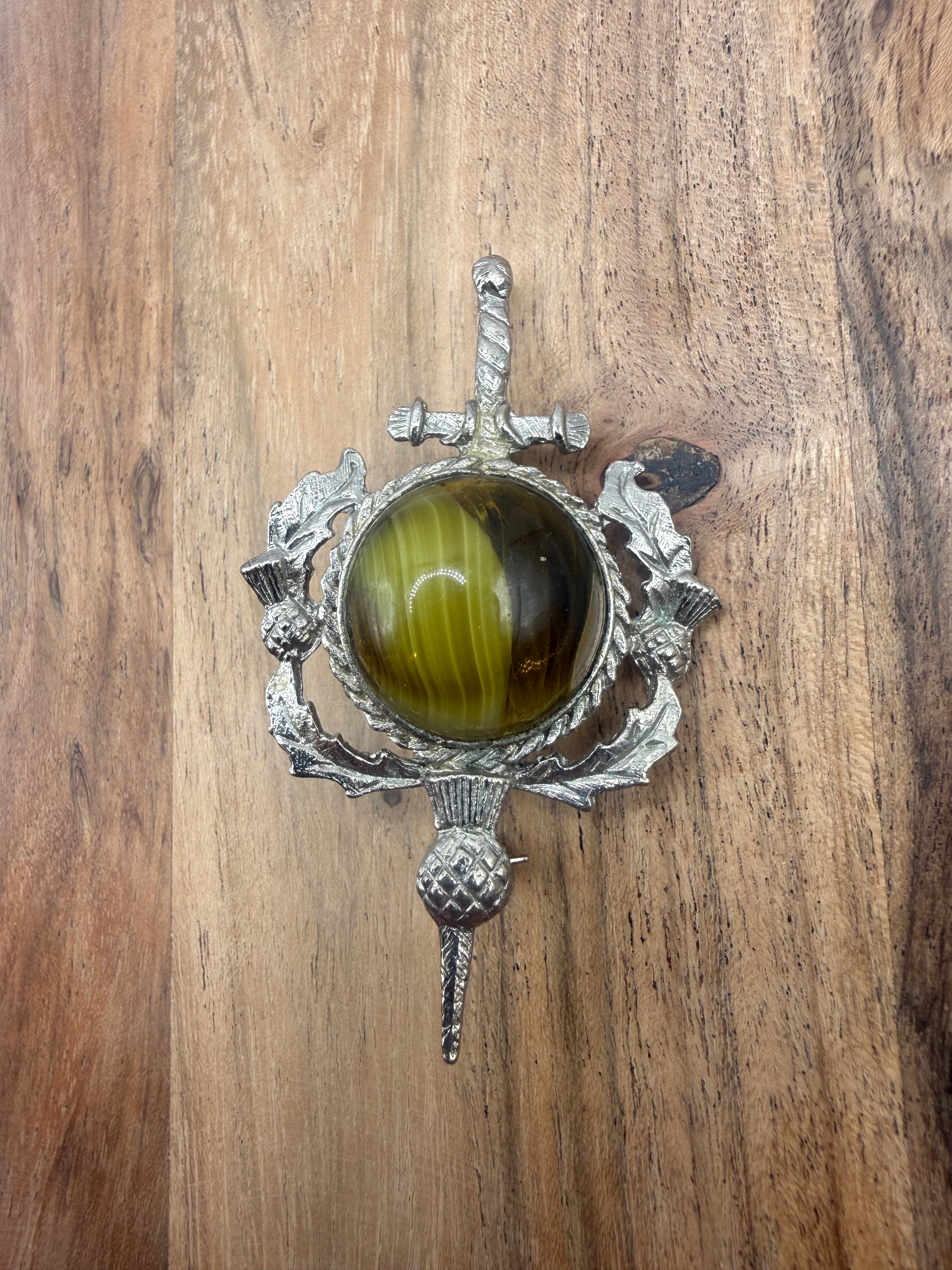 Silver Tone Celtic Kilt Pin/Brooch