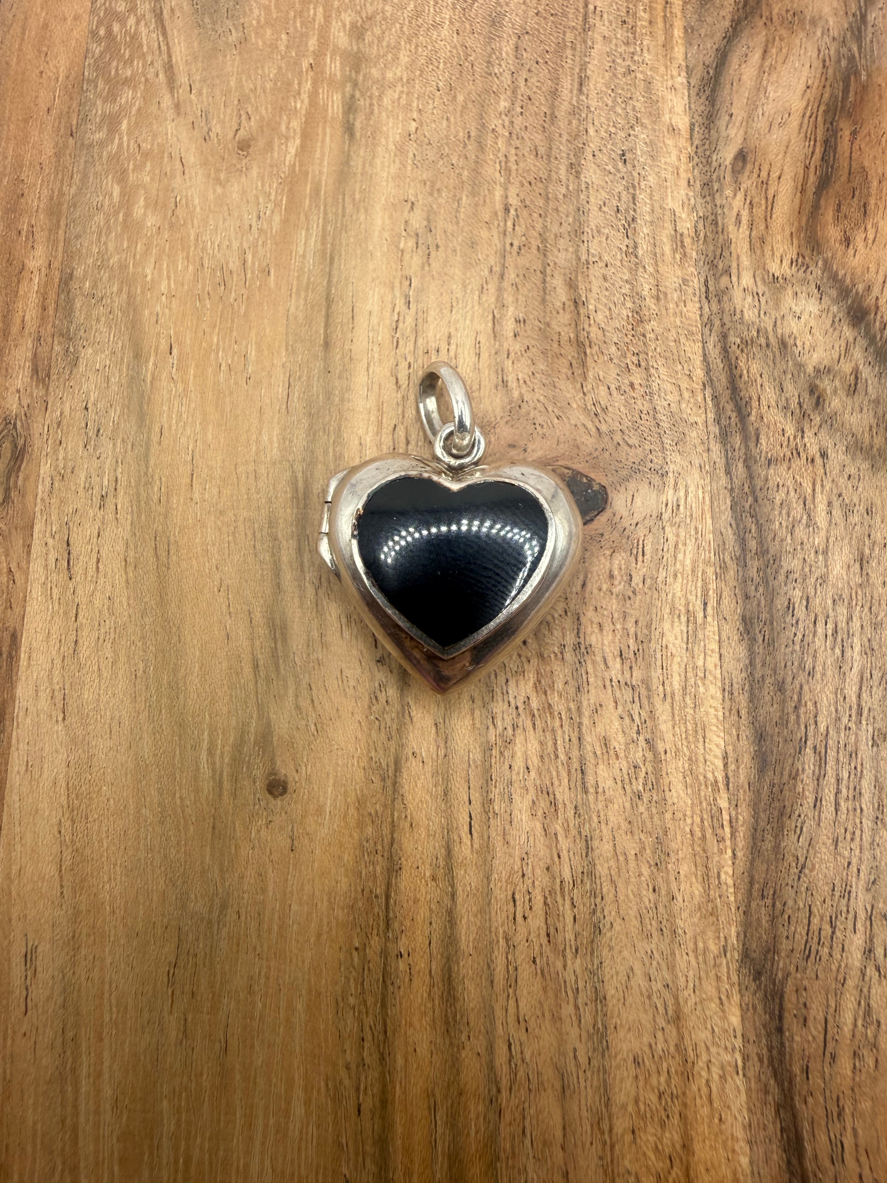 Sterling Silver Black Stone Filigree Heart Locket