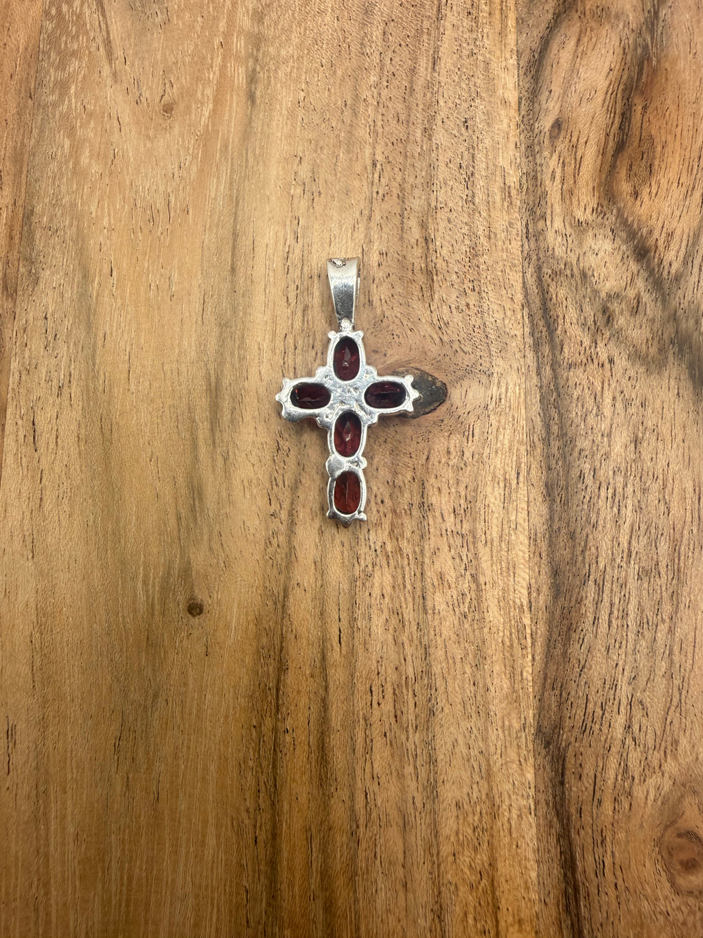Sterling Silver Garnet Cross