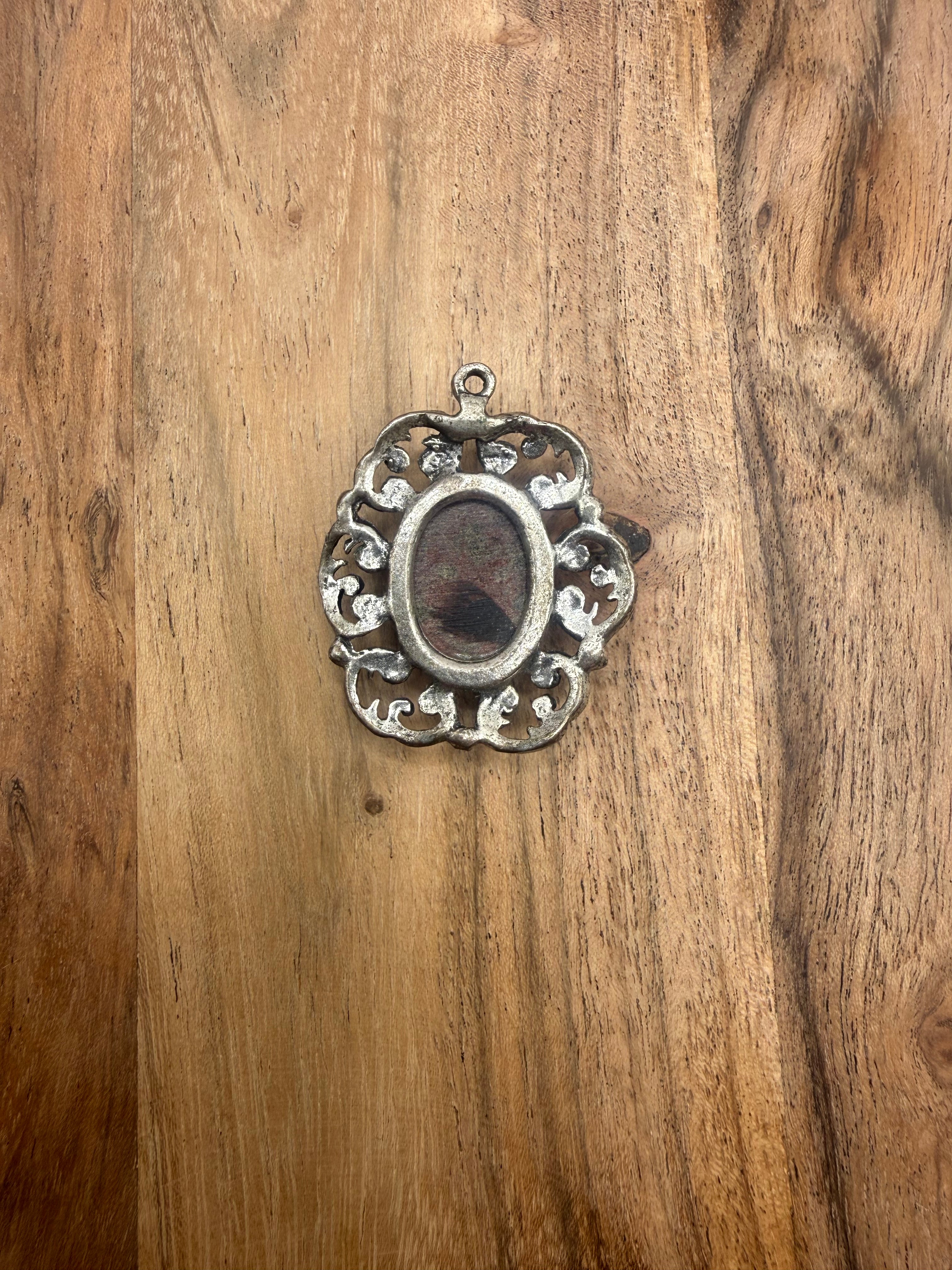 Silver Tone Baroque Jasper Pendant