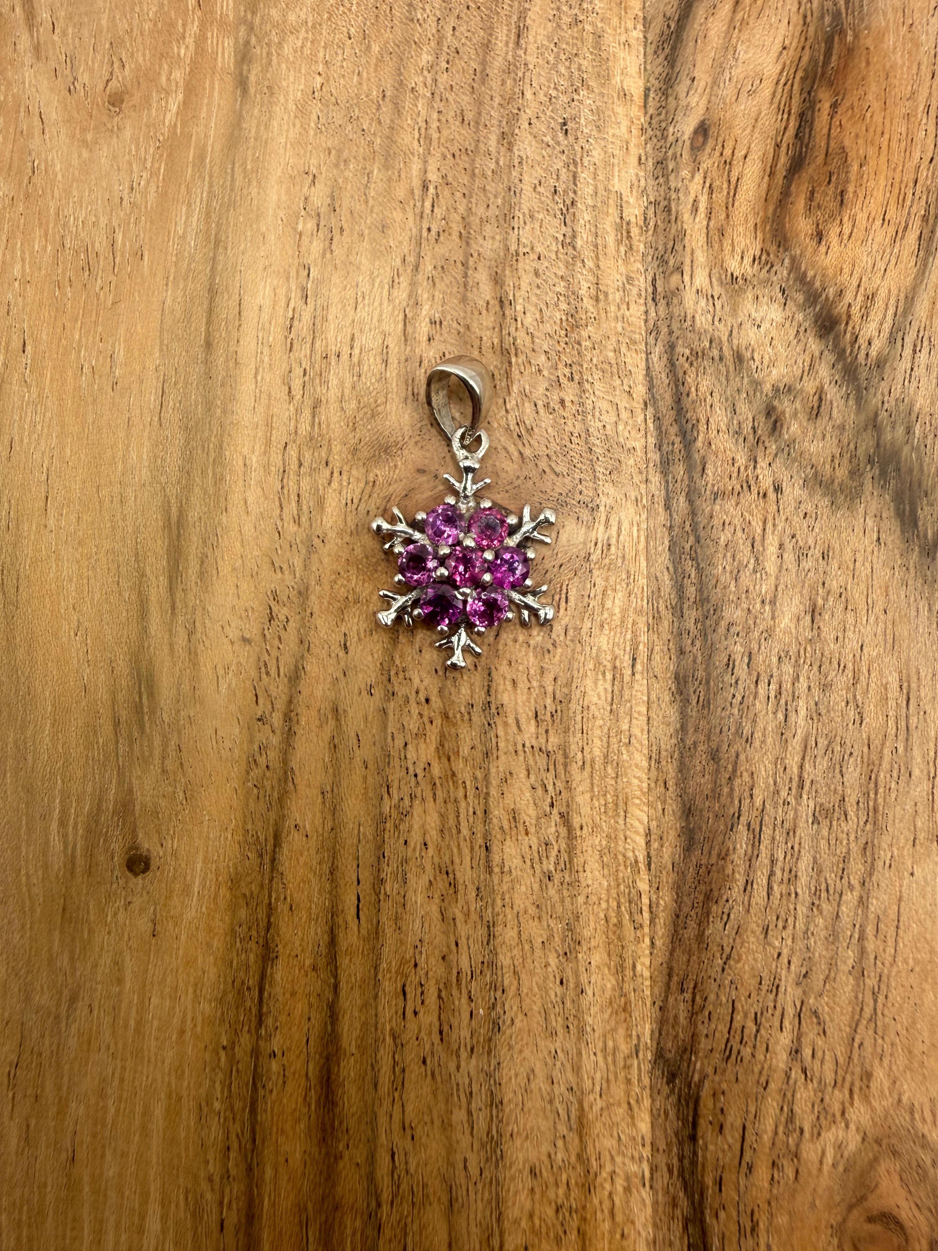 Sterling Silver Ruby Snowflake Pendant