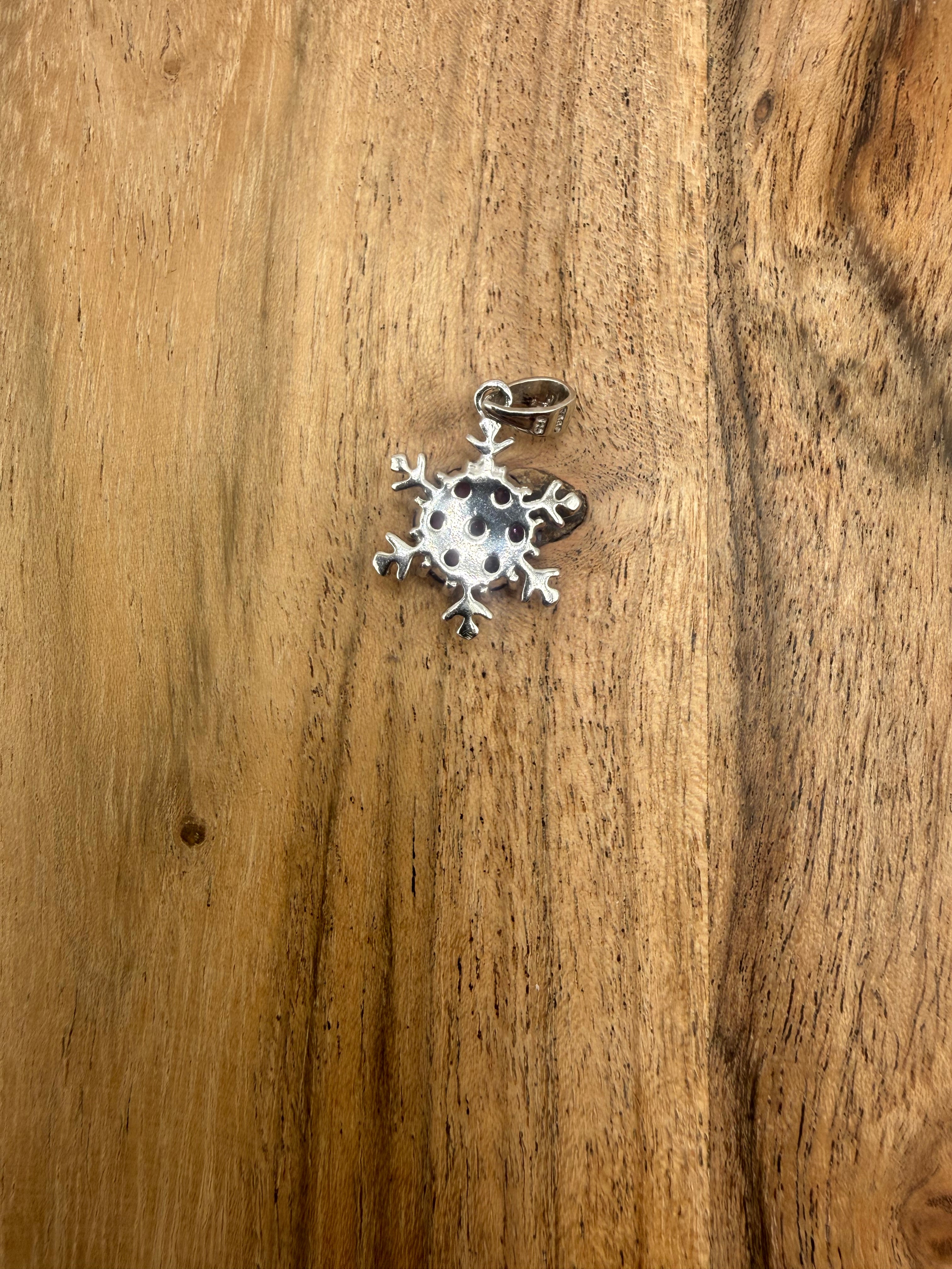 Sterling Silver Ruby Snowflake Pendant