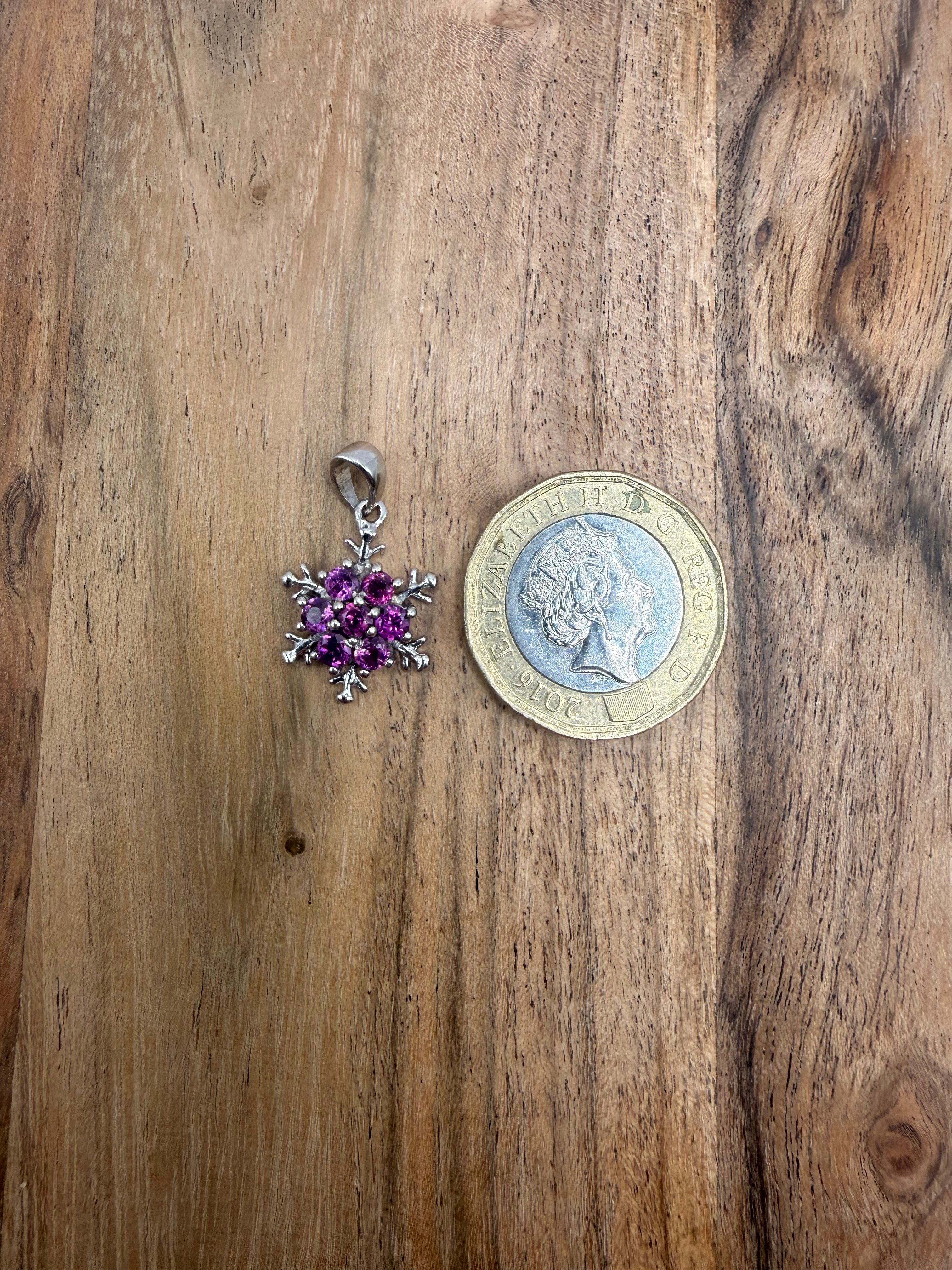 Sterling Silver Ruby Snowflake Pendant