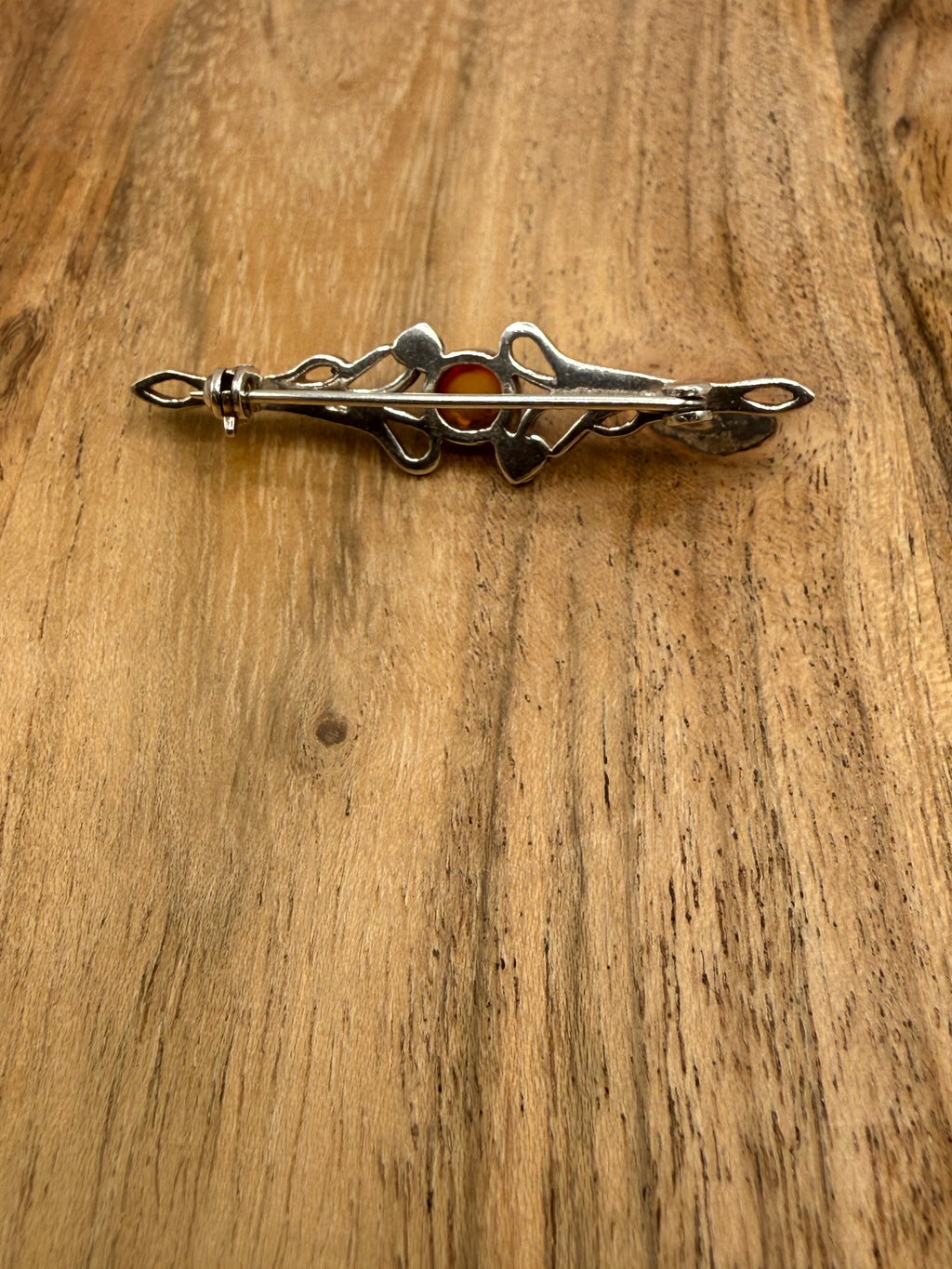 Sterling Silver Amber Brooch
