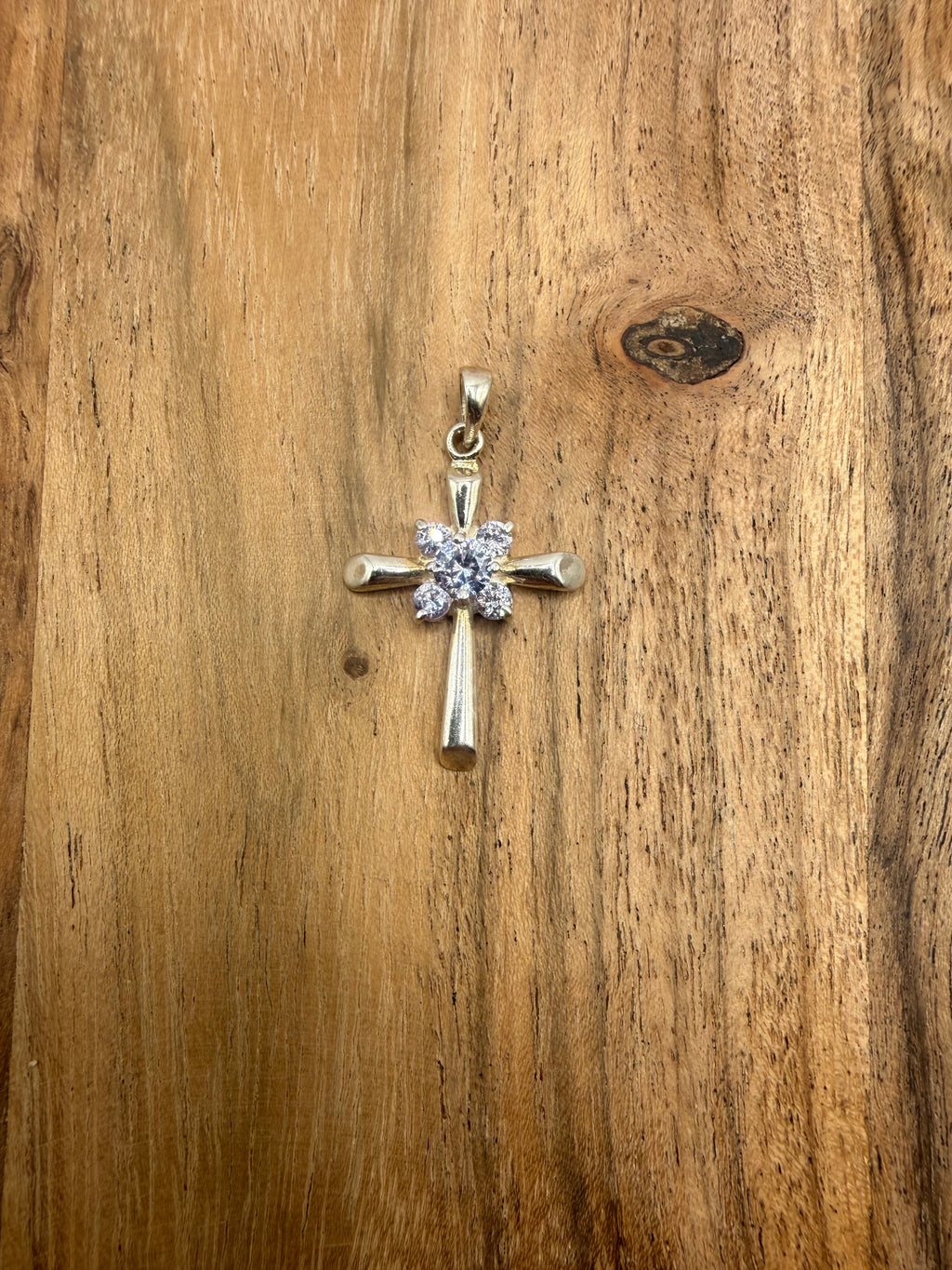 Sterling Silver CZ Stone Cross