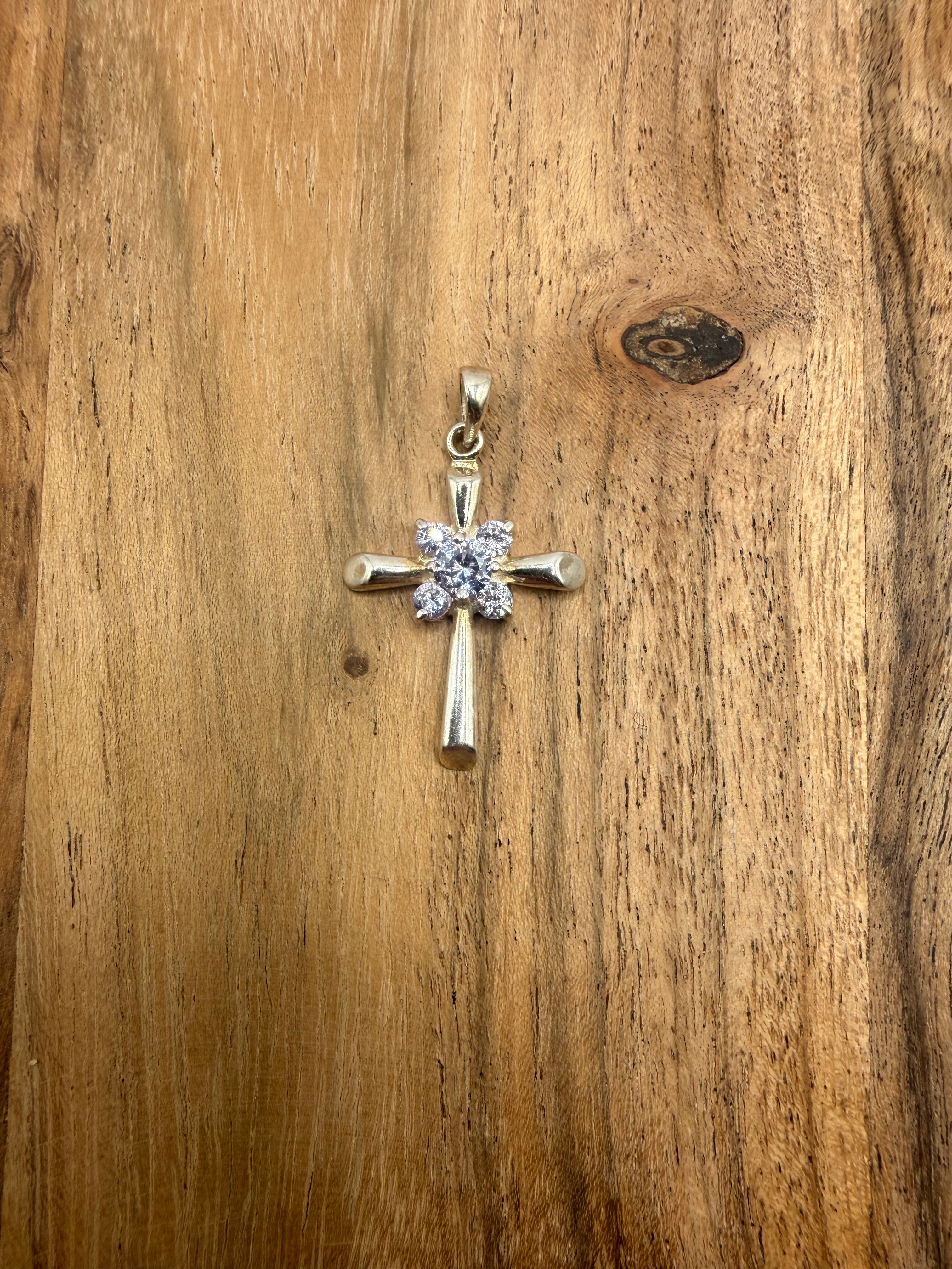 Sterling Silver CZ Stone Cross