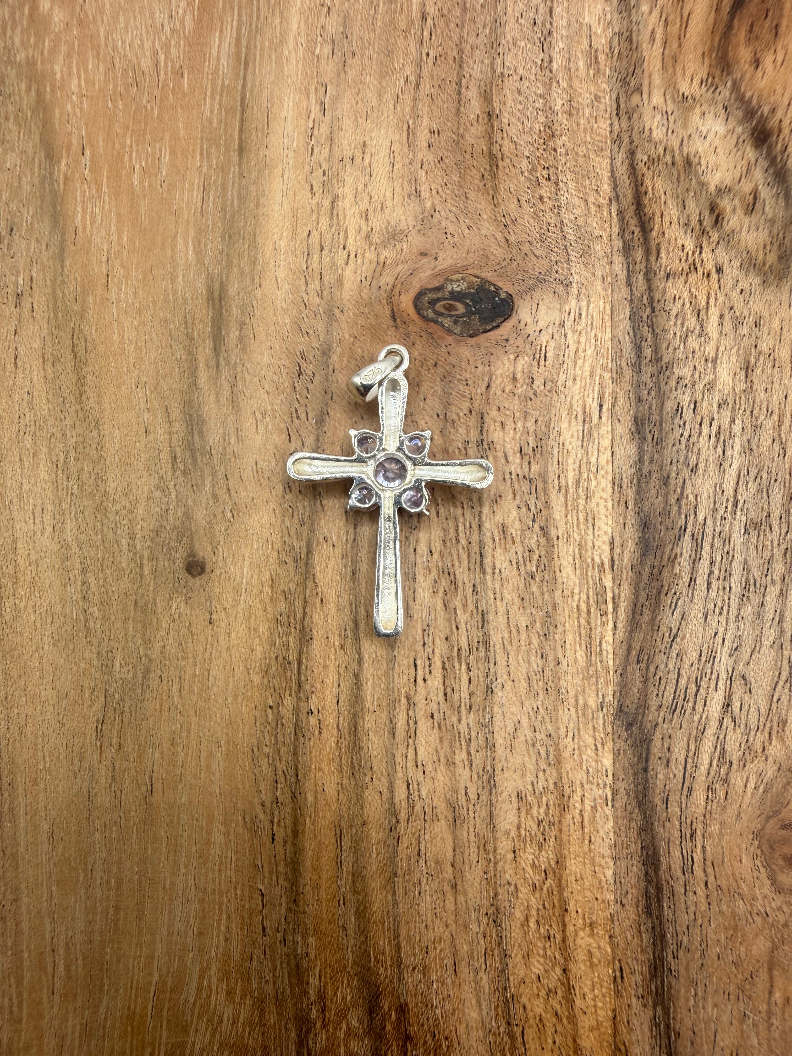 Sterling Silver CZ Stone Cross