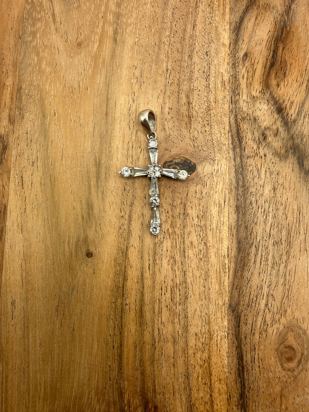 Sterling Silver CZ Stone Cross
