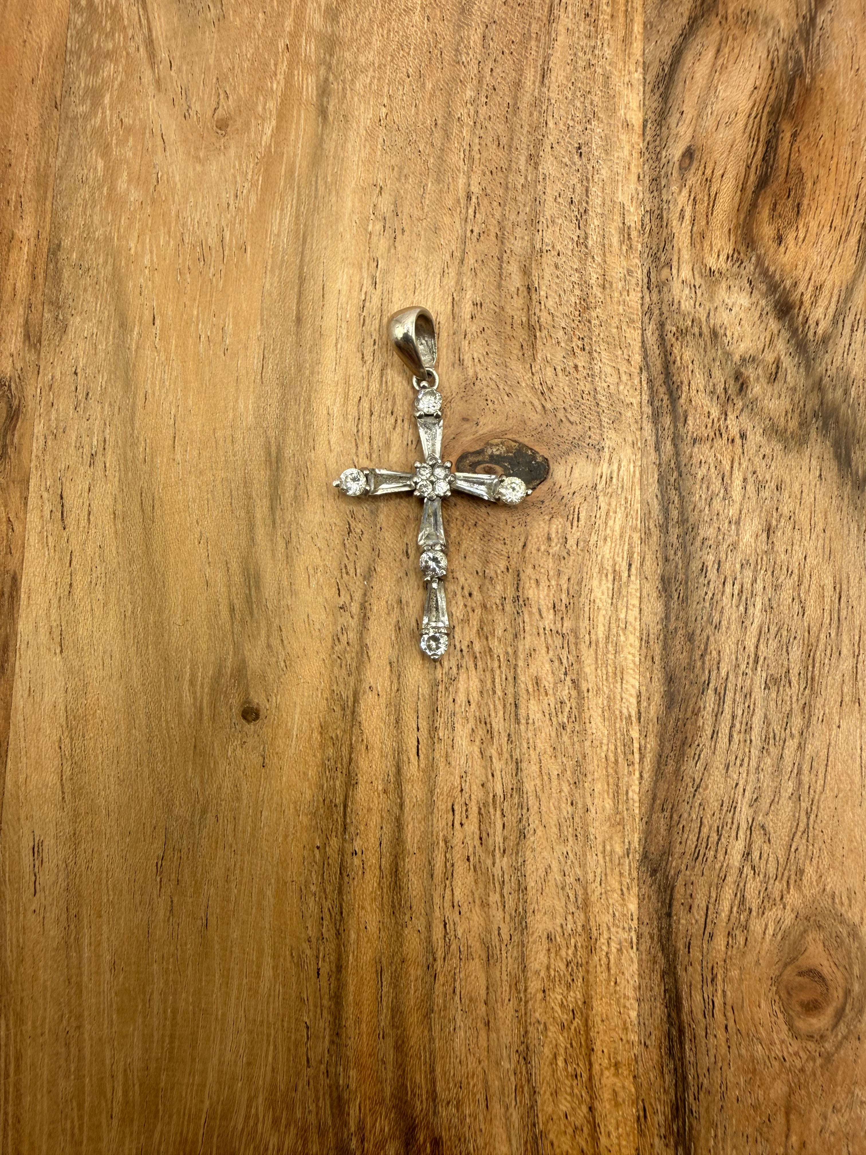 Sterling Silver CZ Stone Cross
