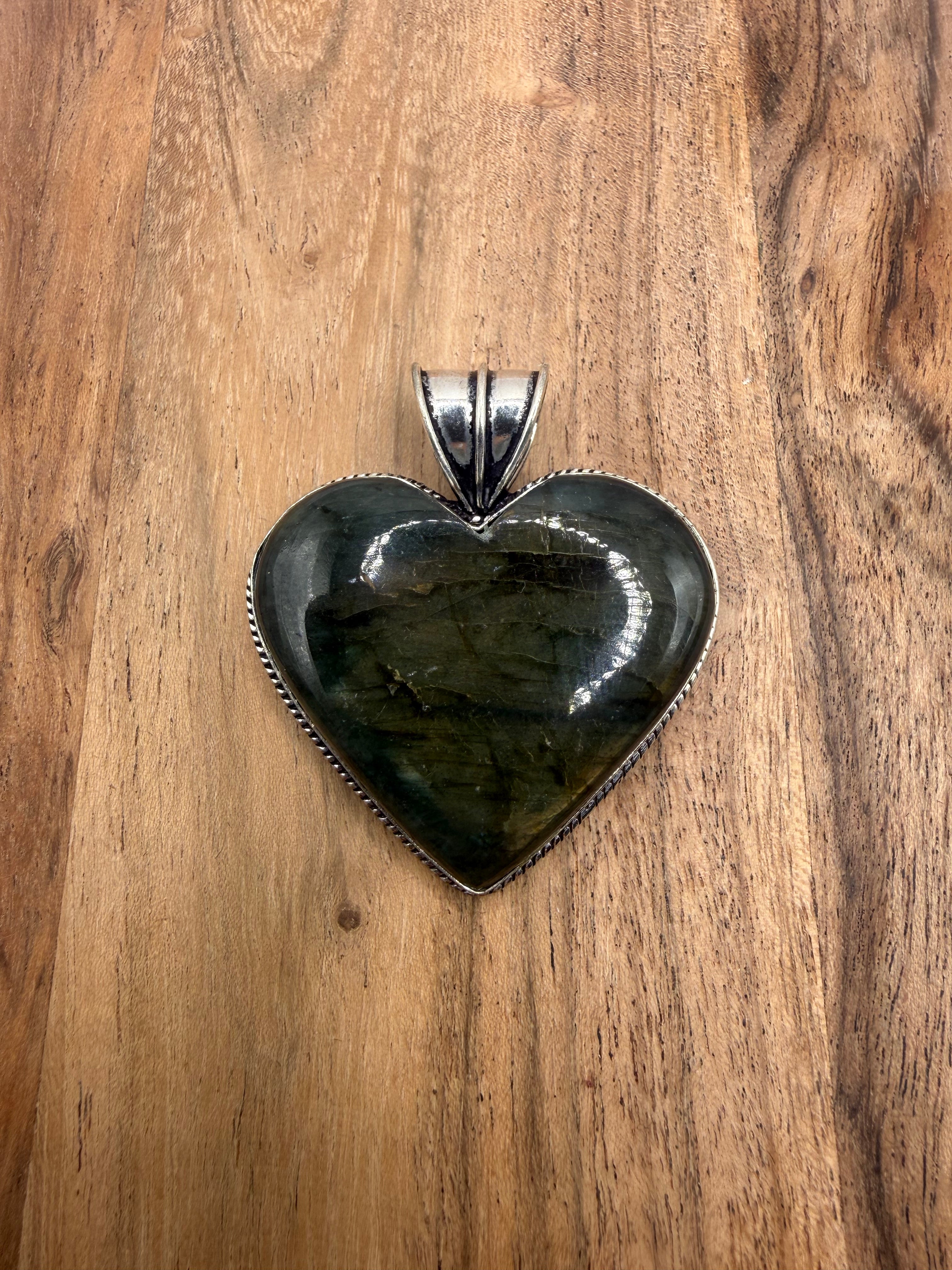 Large Labradorite Sterling Silver Pendant