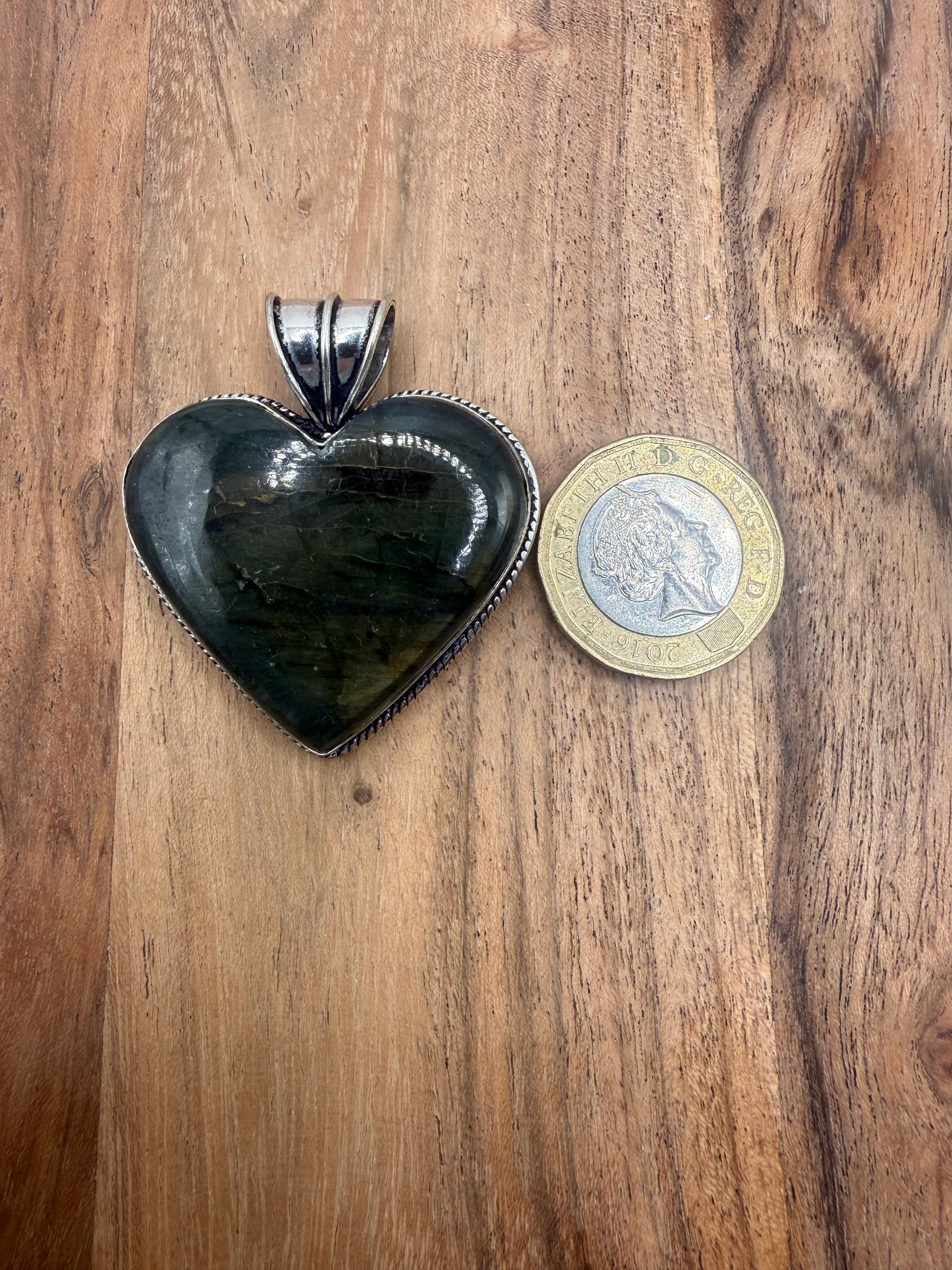 Large Labradorite Sterling Silver Pendant