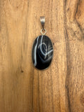 Black Banded Agate Sterling Silver Pendant