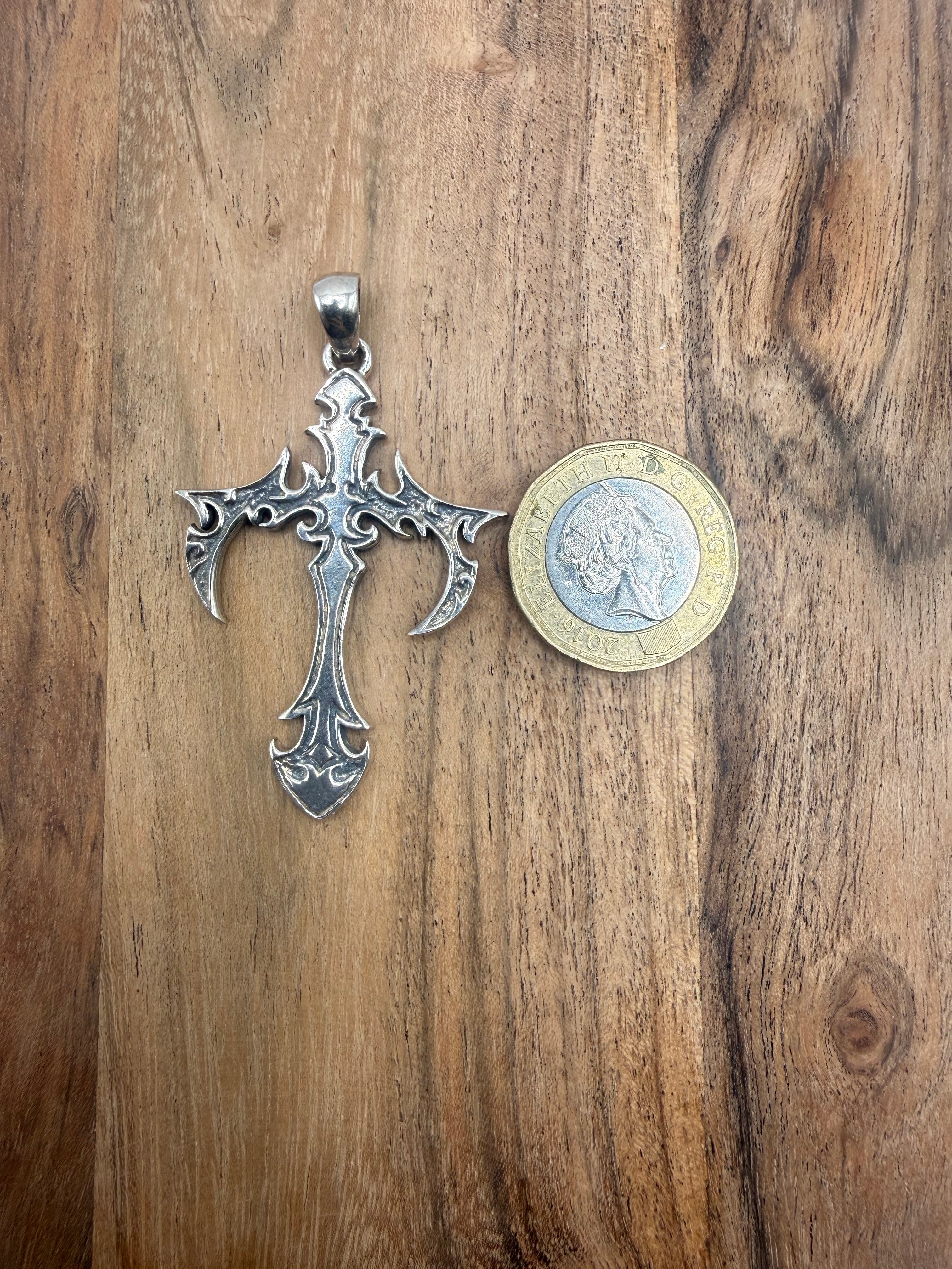 Large Sterling Silver Cross Pendant