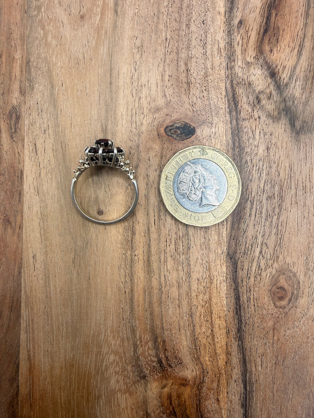 Vintage Sterling Silver Garnet Ring Size M