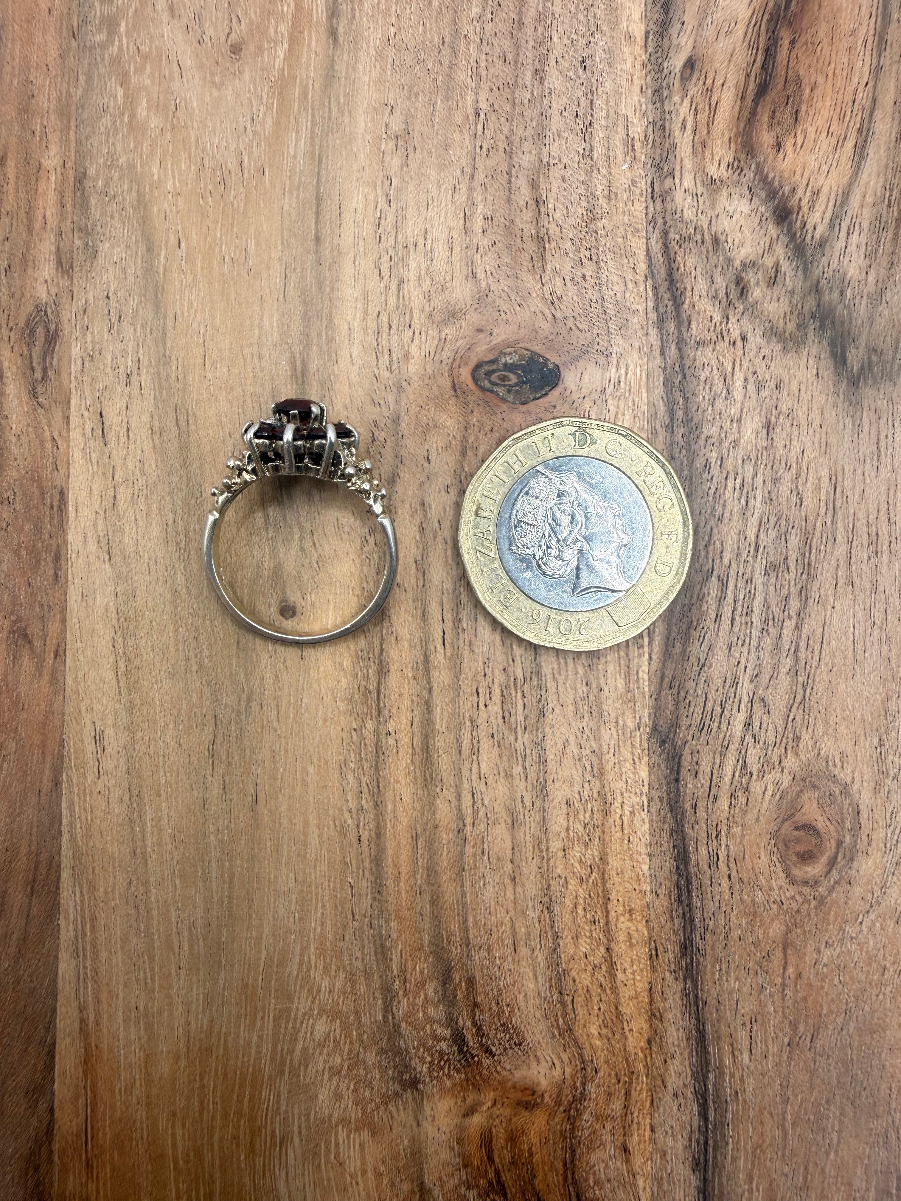 Vintage Sterling Silver Garnet Ring Size M